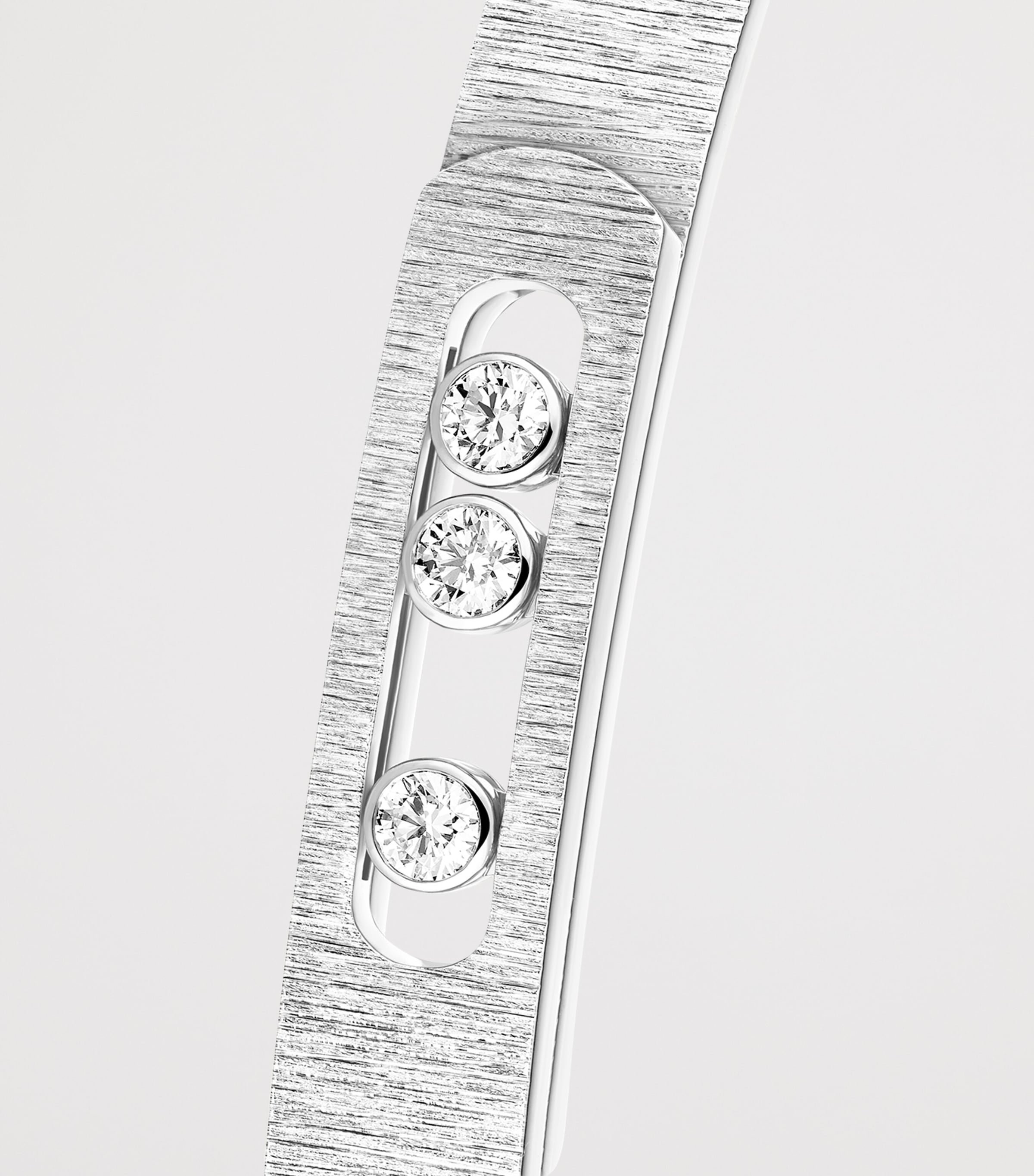 Messika Move Noa Diamond and White Gold Chiselled Bangle (0.15ct) White Gold Image 3