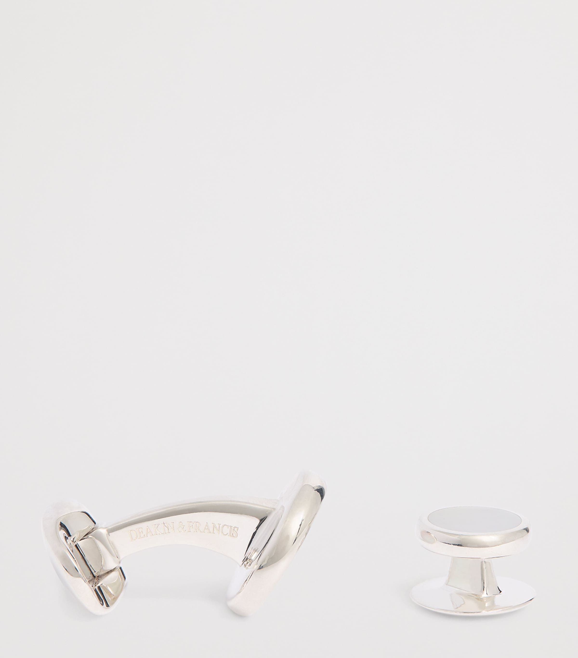 Sterling Silver and Mother-of-Pearl Round Cufflinks SILVER Image 4