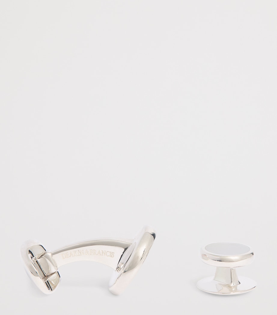 Sterling Silver and Mother-of-Pearl Round Cufflinks SILVER Image 4