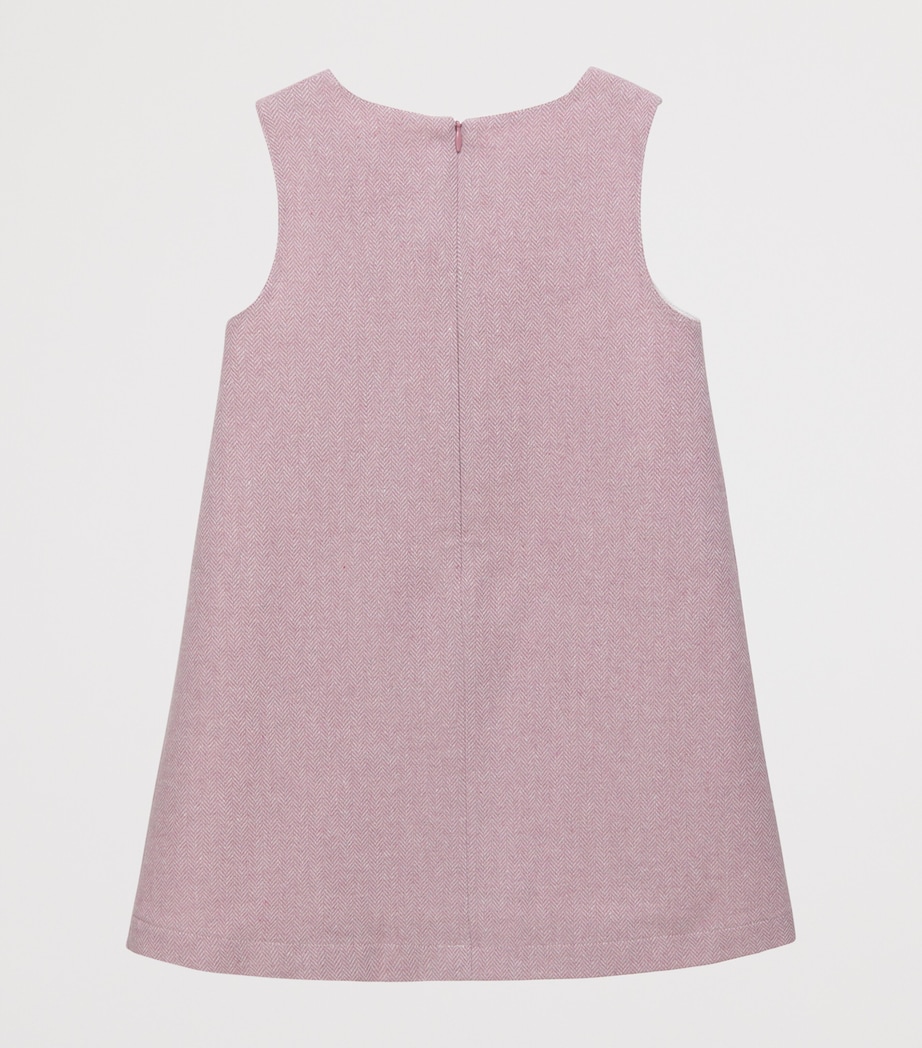 Bow-Detail Georgina Dress (6-11 Years) PINK HERRINGBONE Image 2