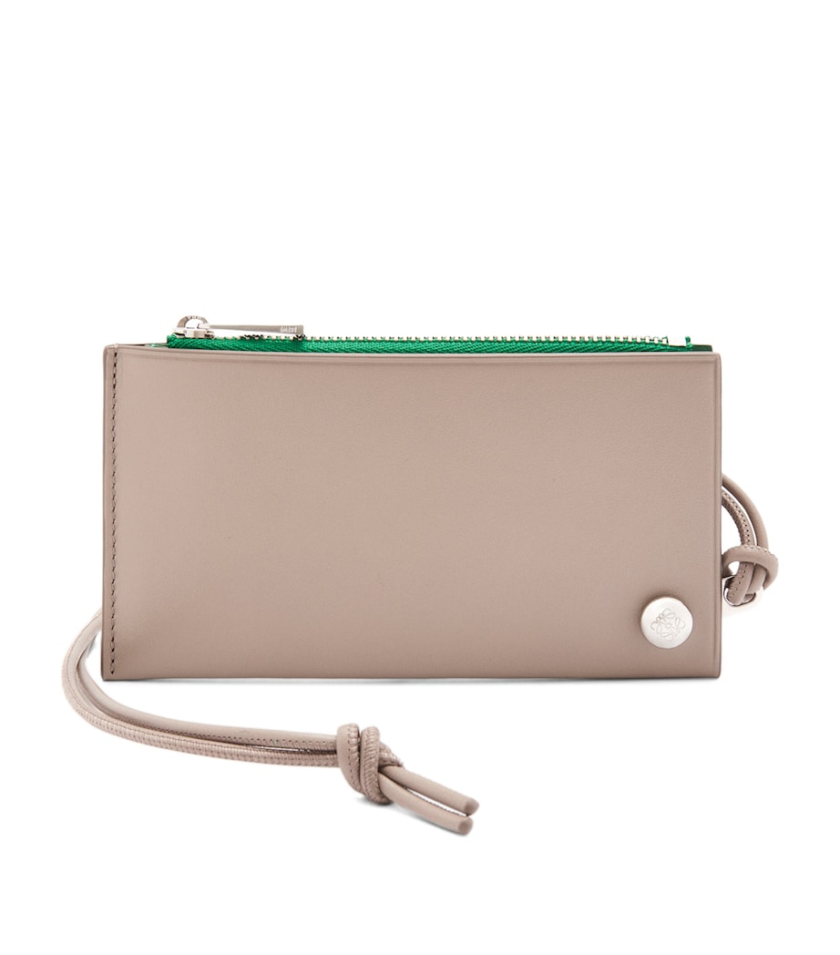 Leather Pebble Slider Coin Card Holder SAND/TROPICAL GREEN Image 1