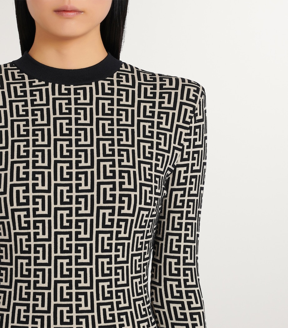 Jacquard Monogram Mini Dress GFE IVOIRE/NOIR Image 3