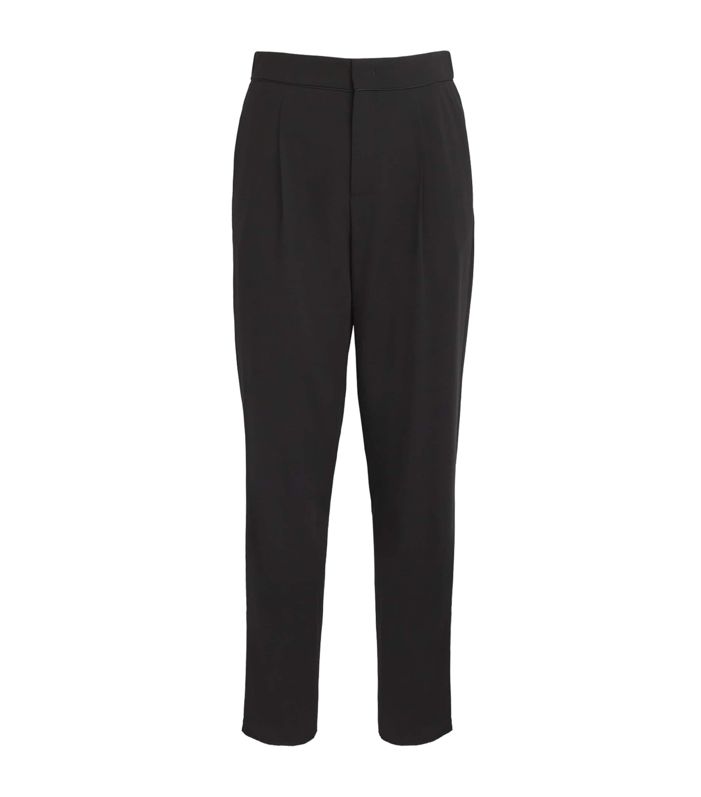 Giorgio Armani Virgin Wool Straight Tailored Trousers In Black
