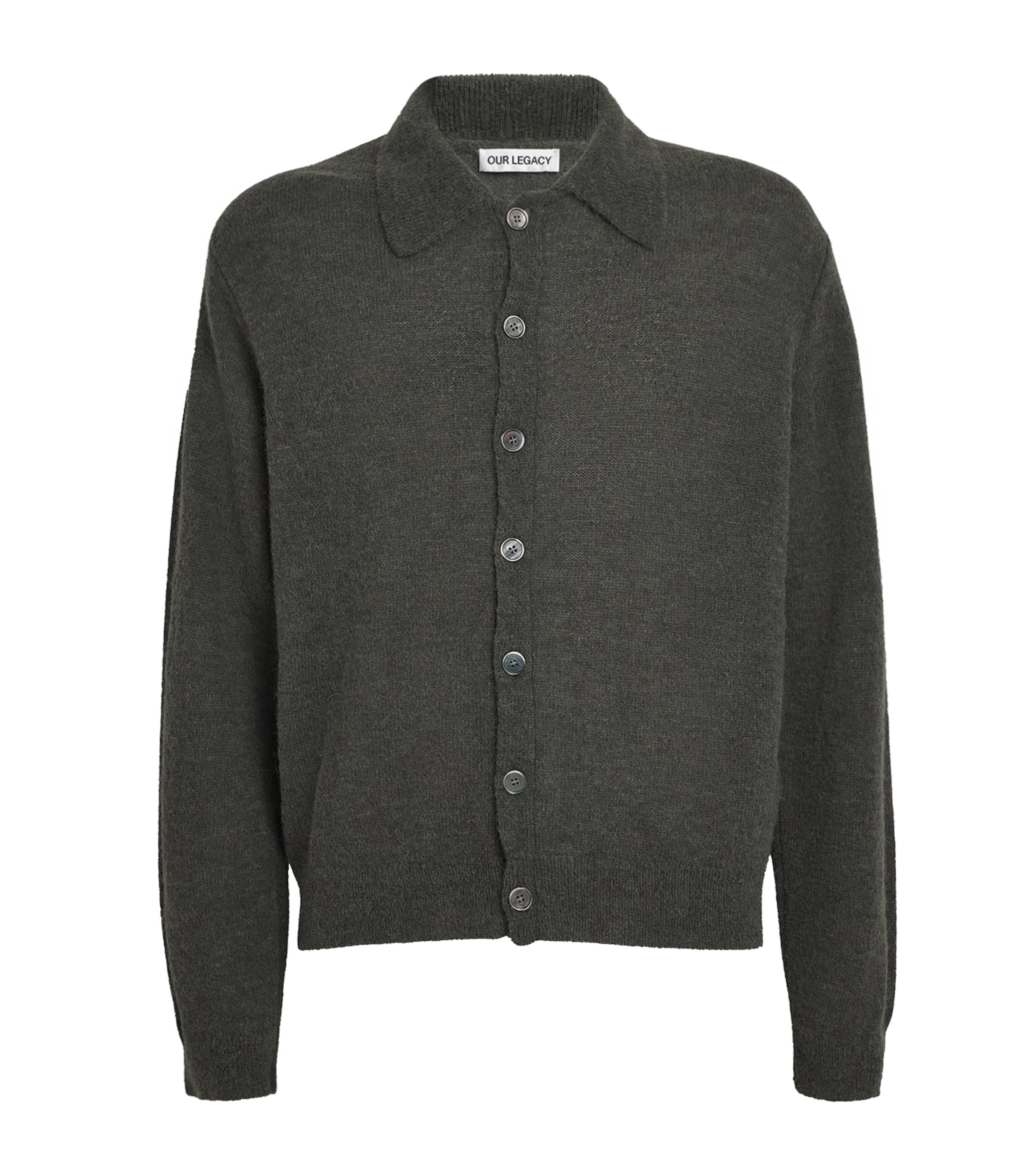トップス ourlegacy EVENING POLO 48 Our Legacy Green Alpaca-Blend Evening Polo Cardigan | Harrods UK