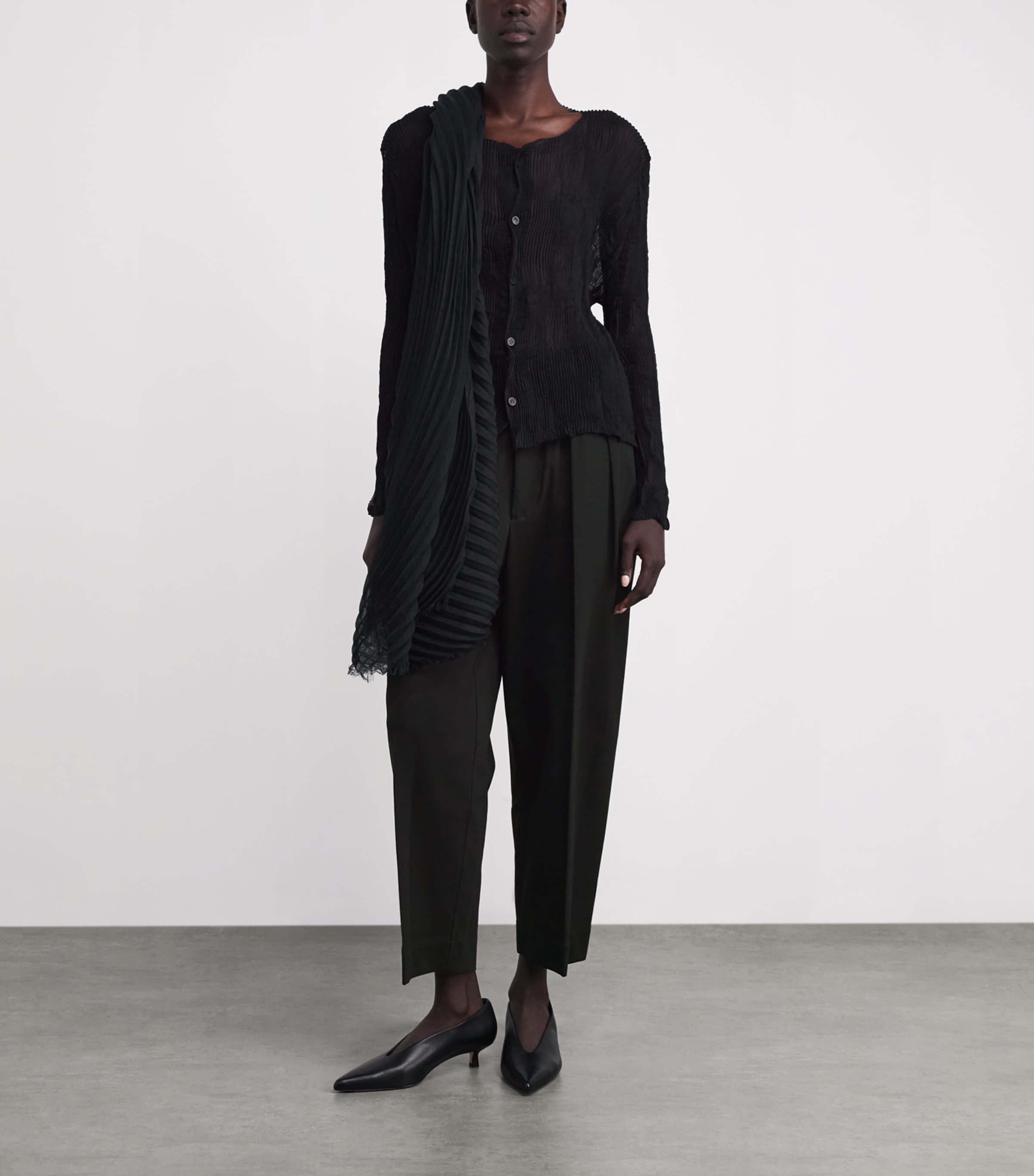 Issey Miyake Womens Cotton-Blend Simple Ensemble Trousers Black Image 2