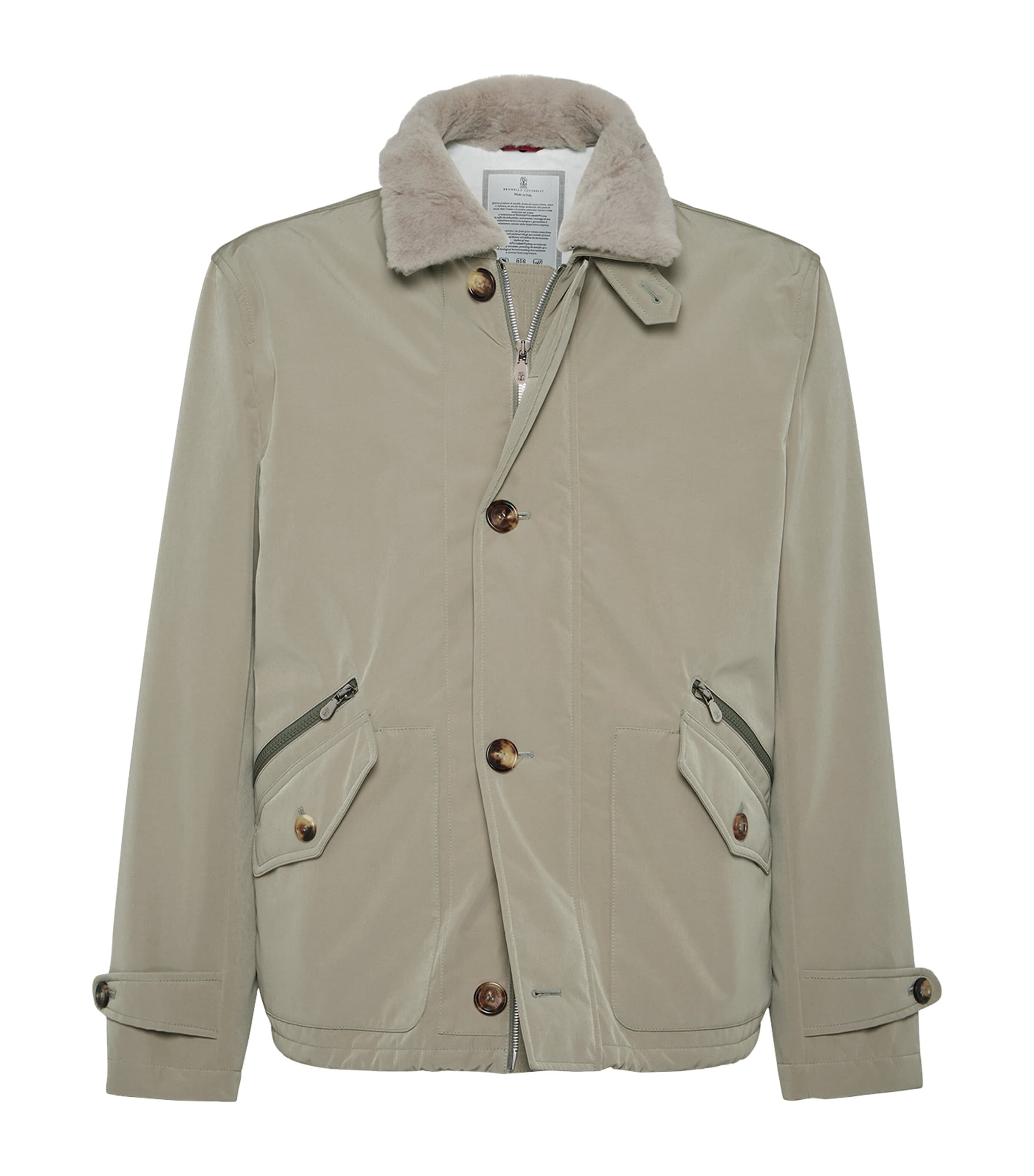 Brunello Cucinelli Brown Water-Resistant Detachable Collar Jacket