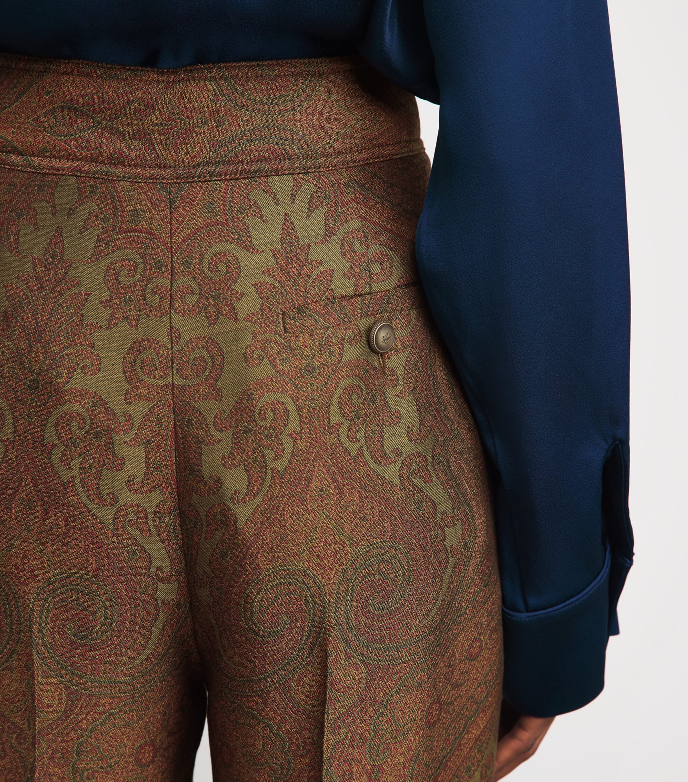 Etro Womens Paisley Jacquard Straight Trousers Multi/green Bs Image 3