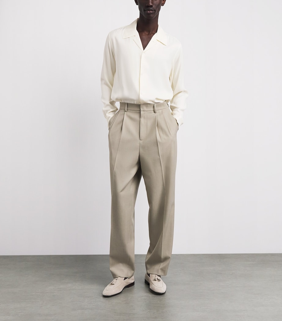 Sandro Paris Mens Notched-Collar Shirt White Image 2