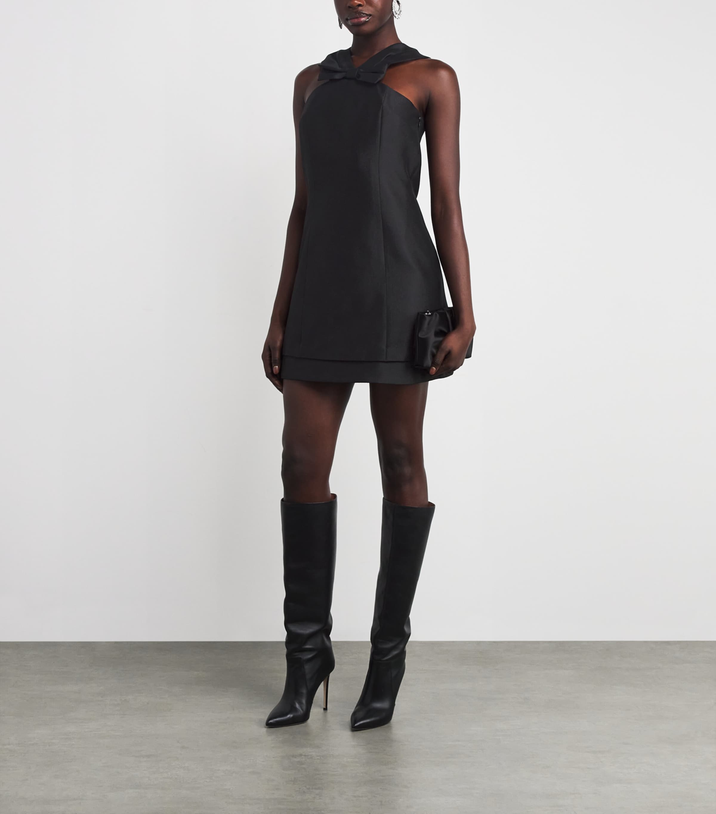 Bow-Appliqué Mini Dress BLACK Image 2