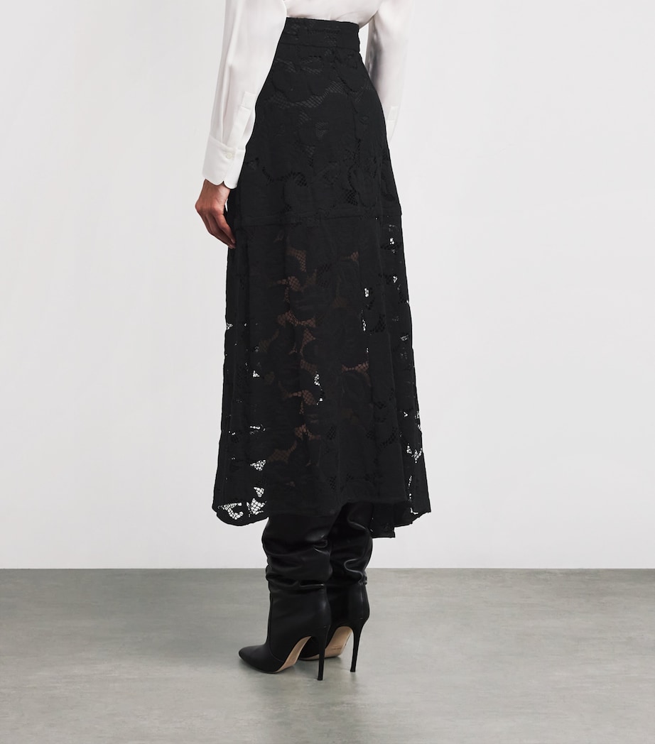 Organic Cotton-Blend Lace Midi Skirt 0228 BLACK Image 4