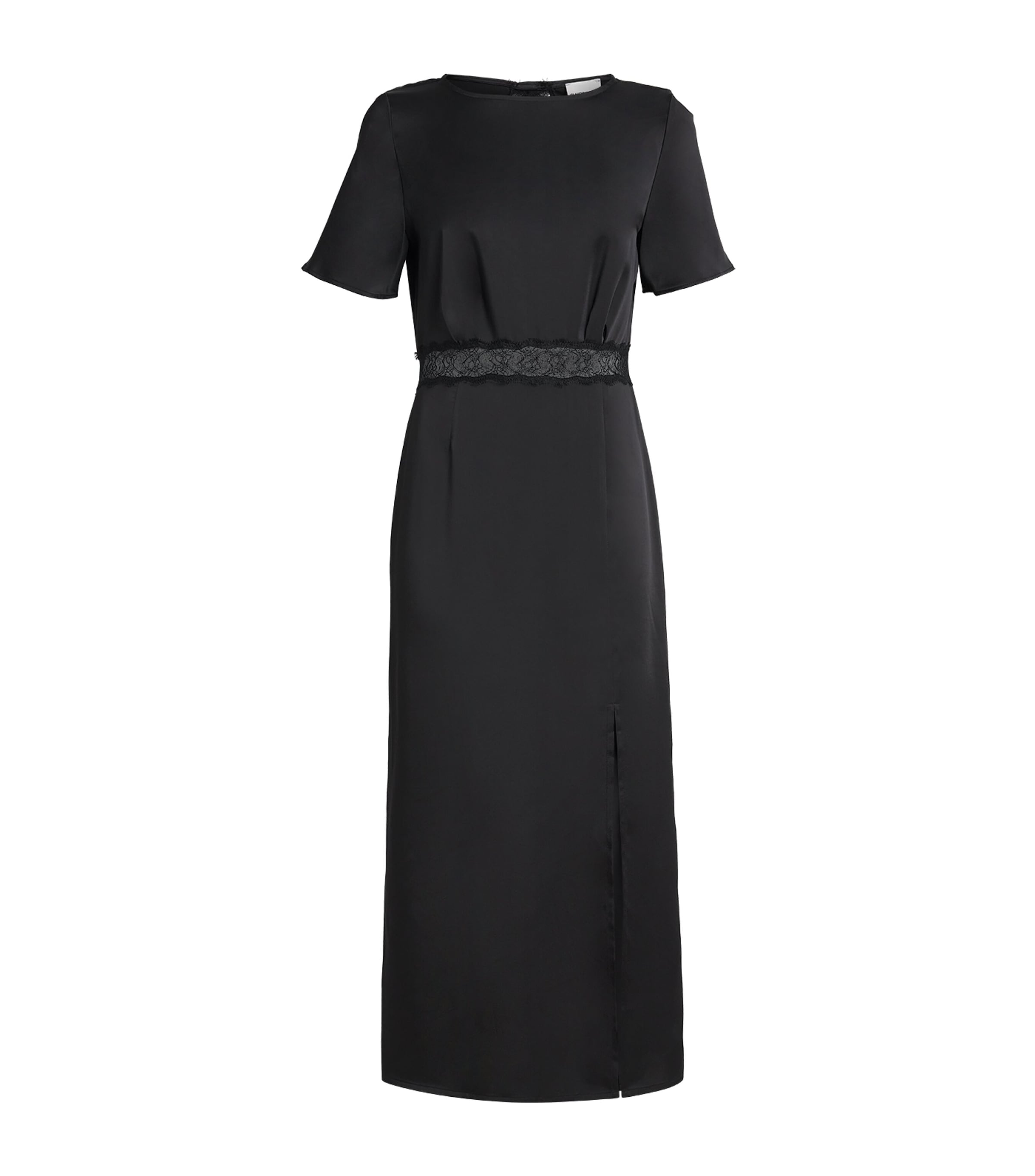 Claudie Pierlot Womens Satin Lace-Waist Midi Dress Black Image 1