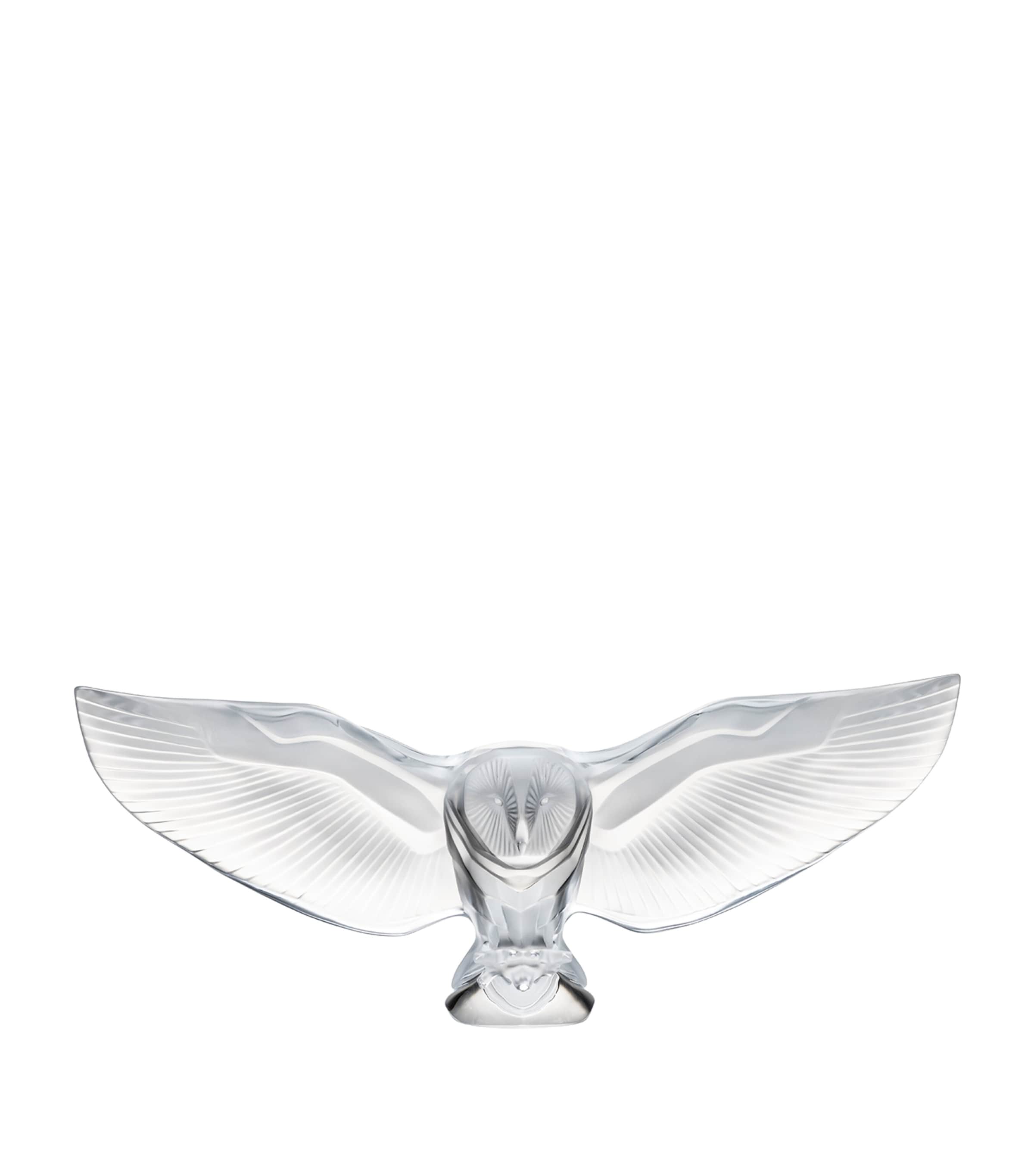 Lalique Barn Owl Sculpture In Clear