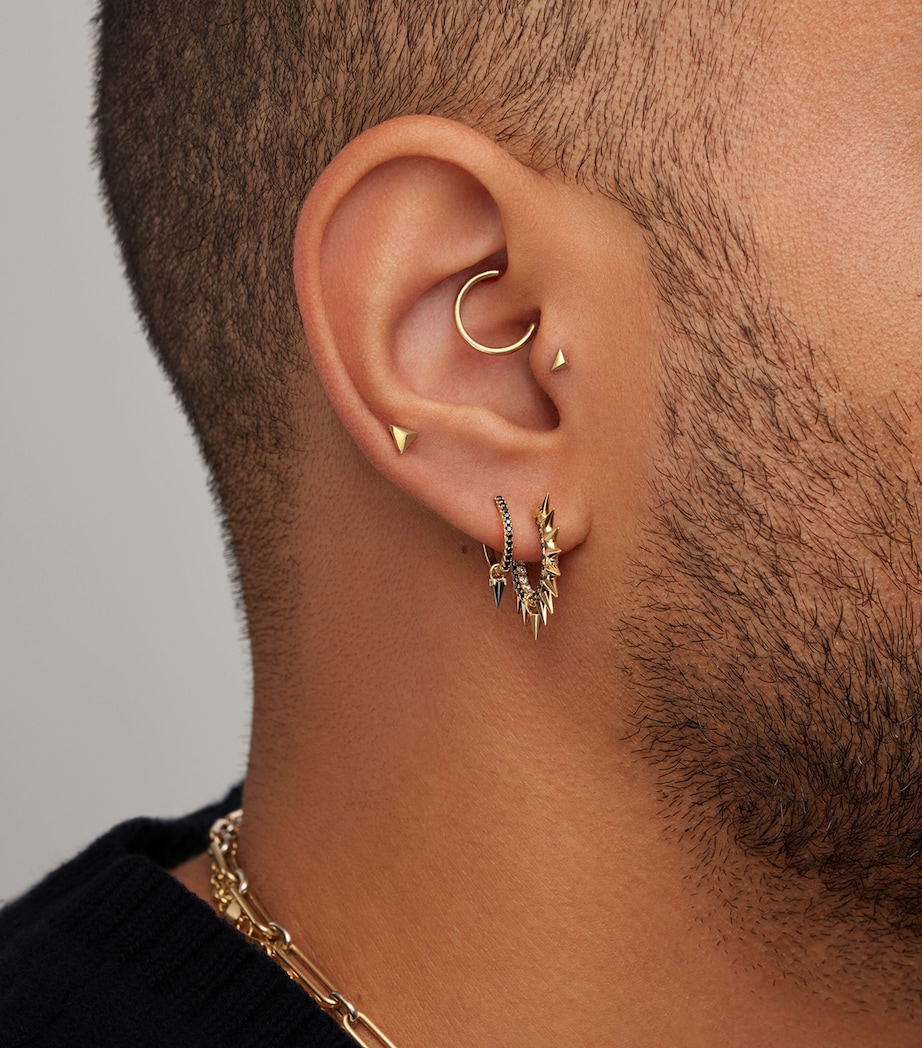 Yellow Gold Faceted Triangle Threaded Stud Earring (5mm) YELLOW GOLD Image 2