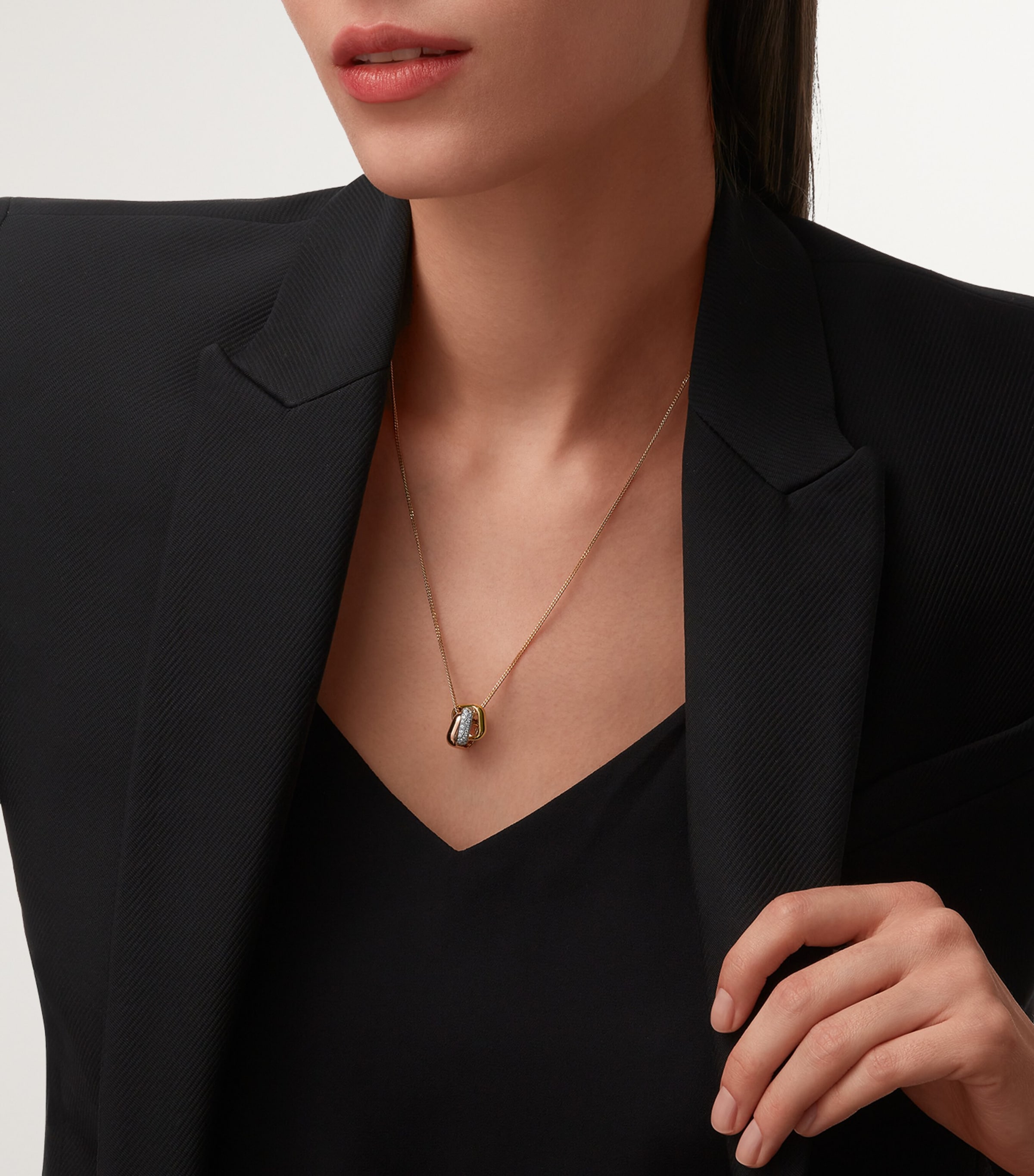 Gold and Diamond Trinity Necklace MULTI Image 4