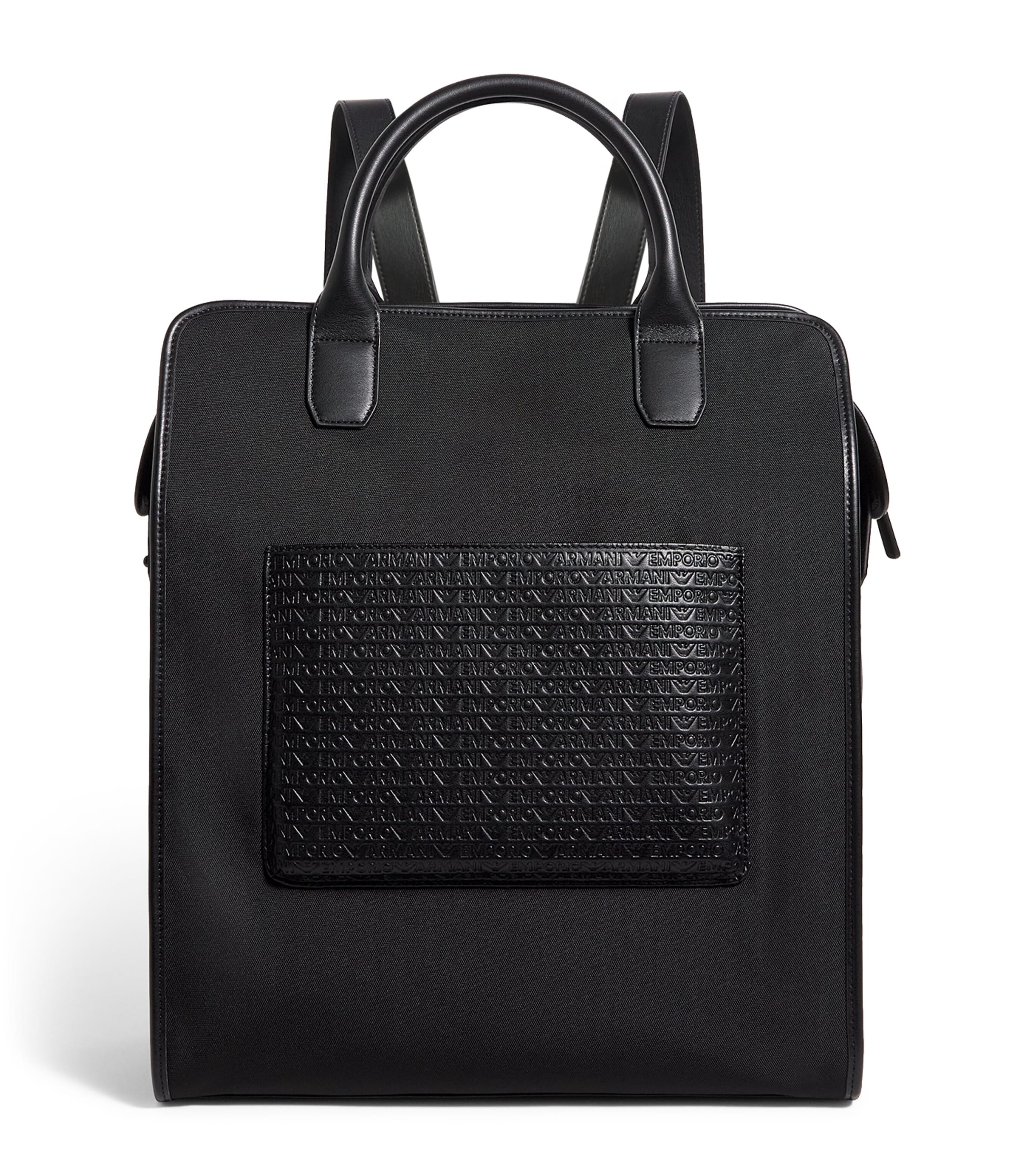 Emporio Armani Embossed Logo Backpack In Black