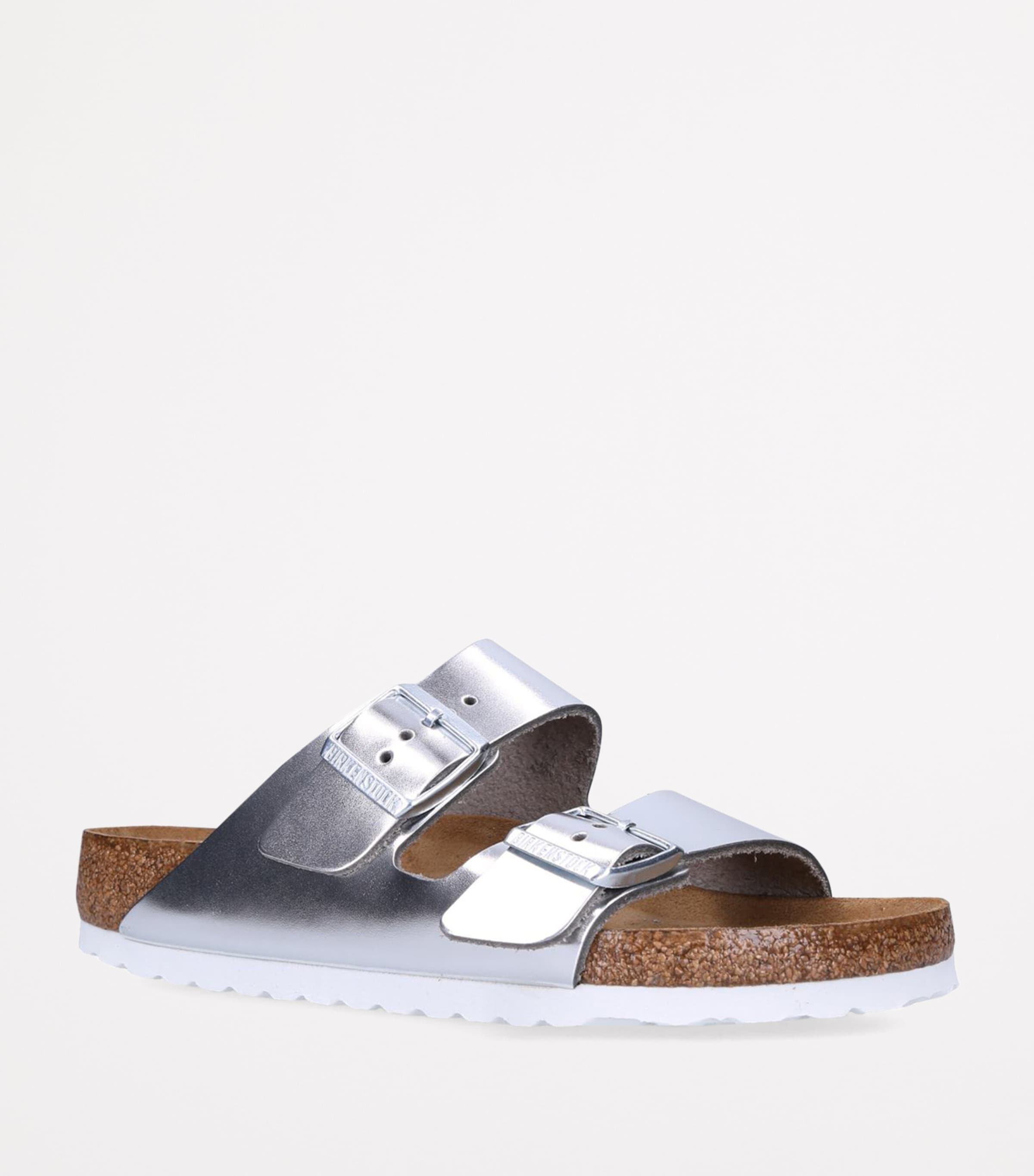 Leather Metallic Arizona Sandals SILVER Image 3