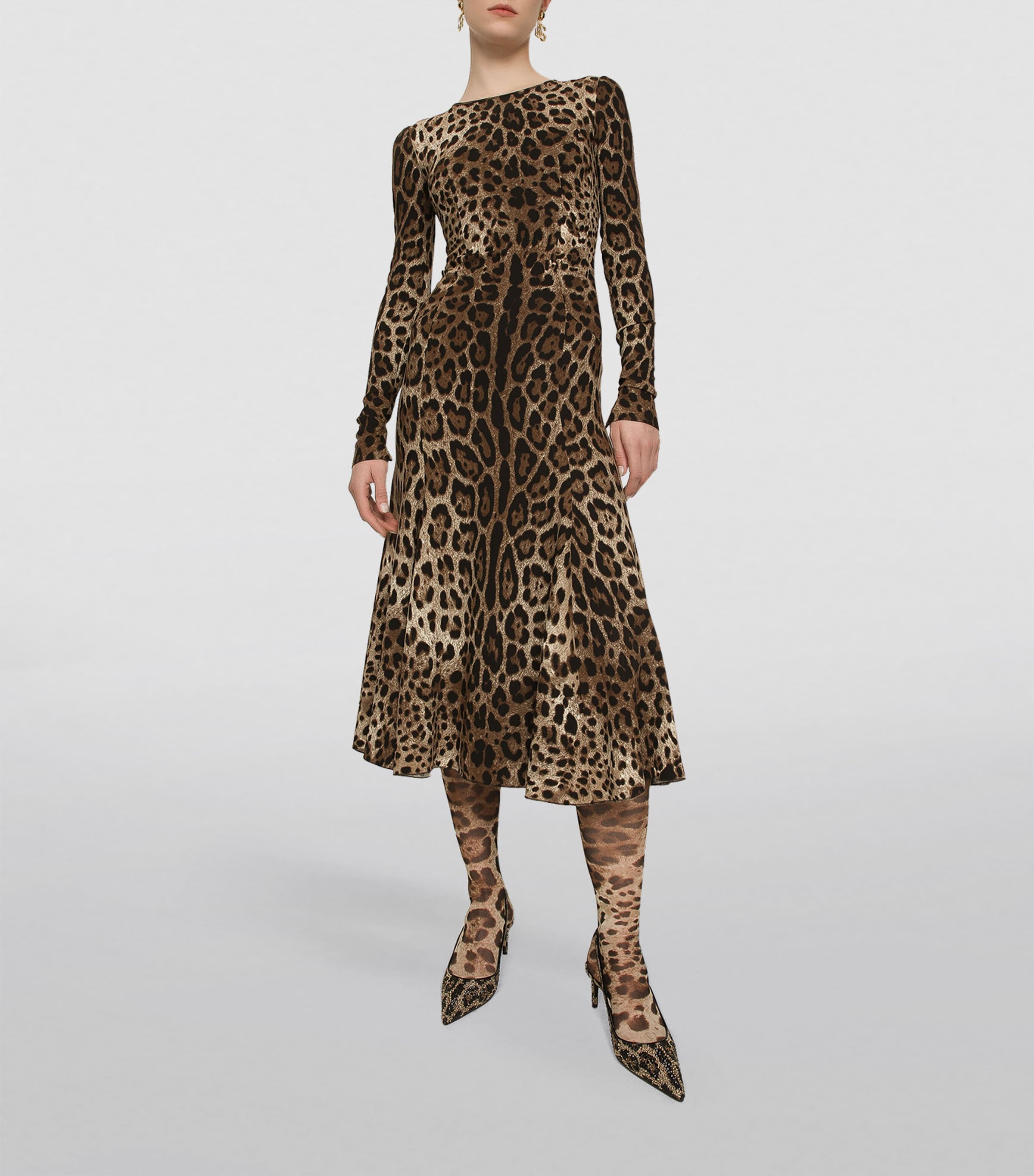 Dolce&Gabbana Womens Leopard Print Midi Dress Leo N Image 2