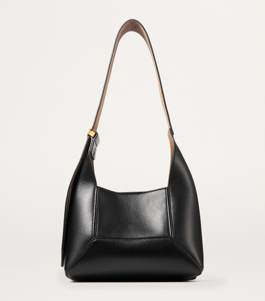 Small Leather Diamond Shoulder Bag BLACK/GOLD Image 4