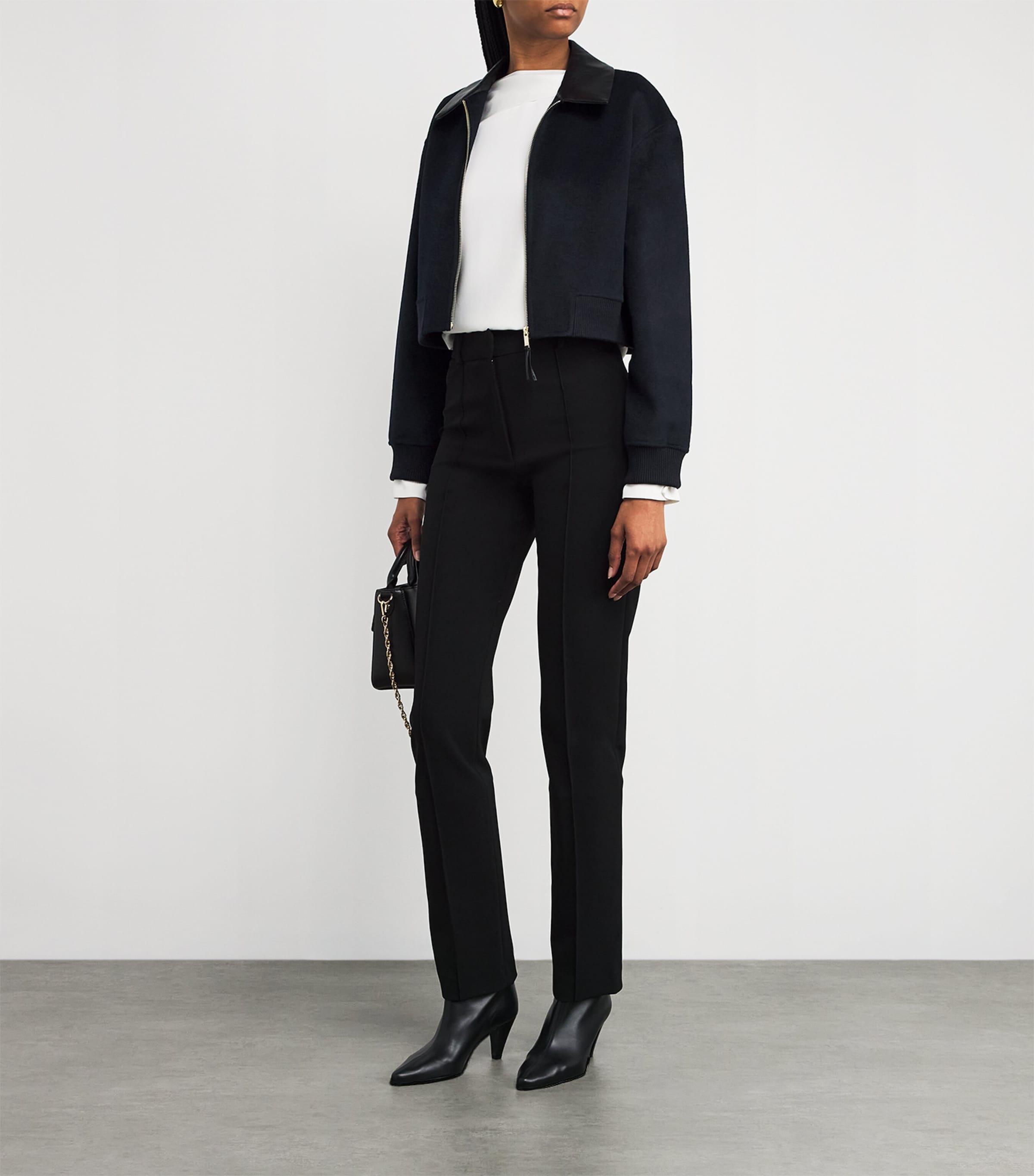 Wool-Blend Collared Jacket NAVY Image 2