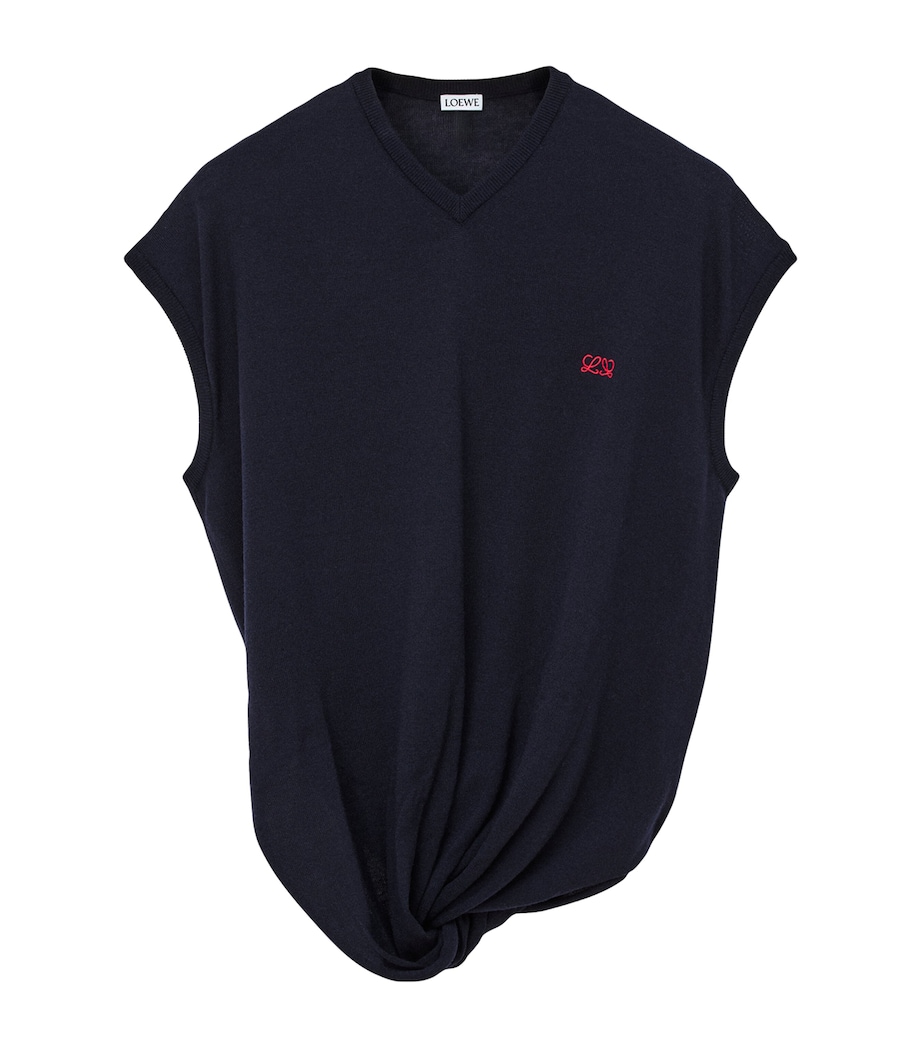 LOEWE Womens Wool-Blend Sweater Vest Dark Navy Image 1