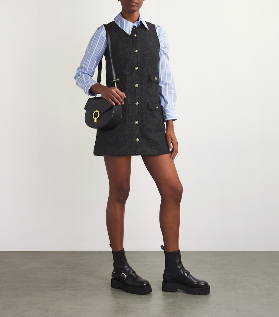 Tweed Mini Shift Dress BLACK Image 2