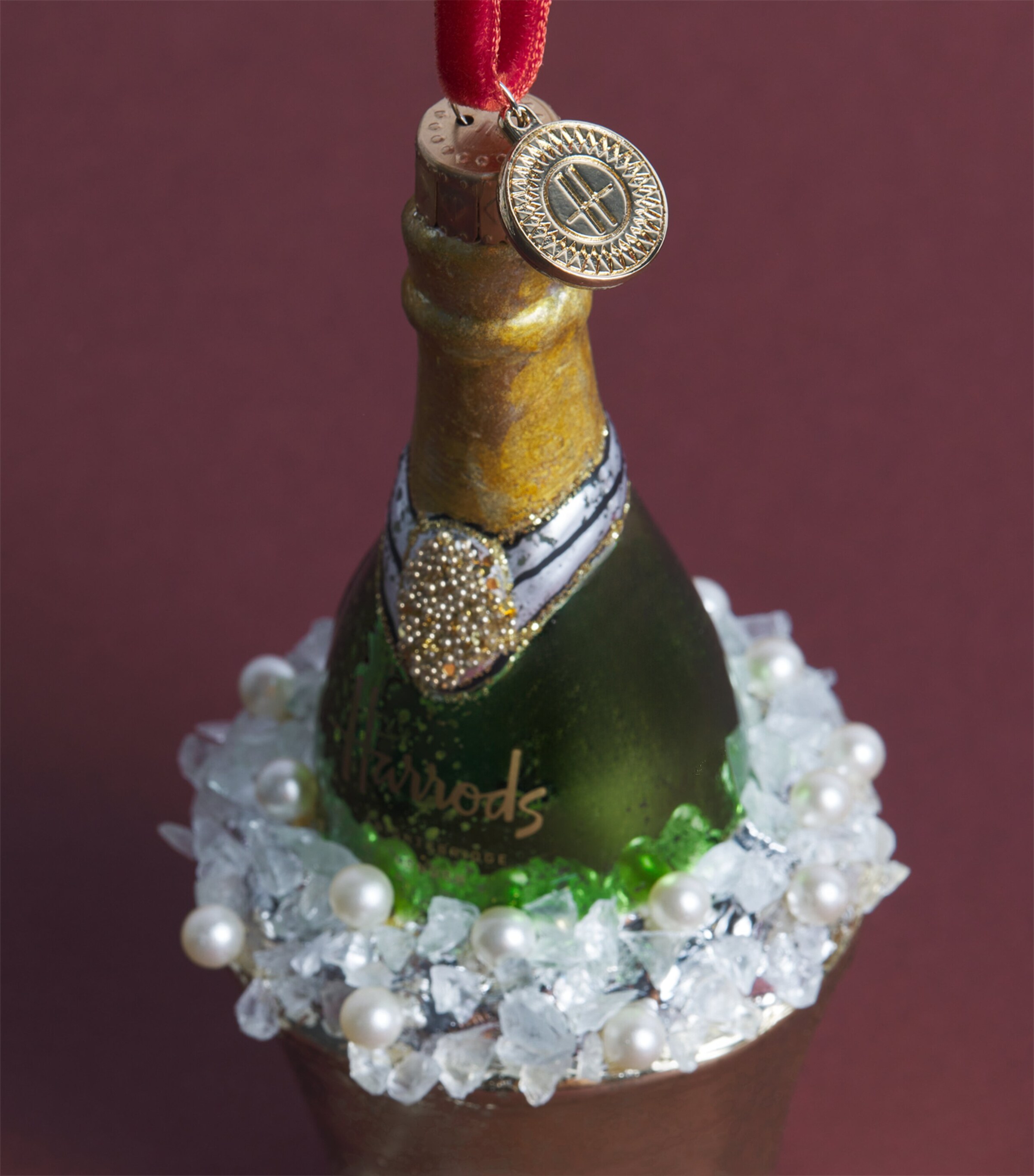 Harrods Champagne Bucket Tree Decoration Champagne/green Image 2