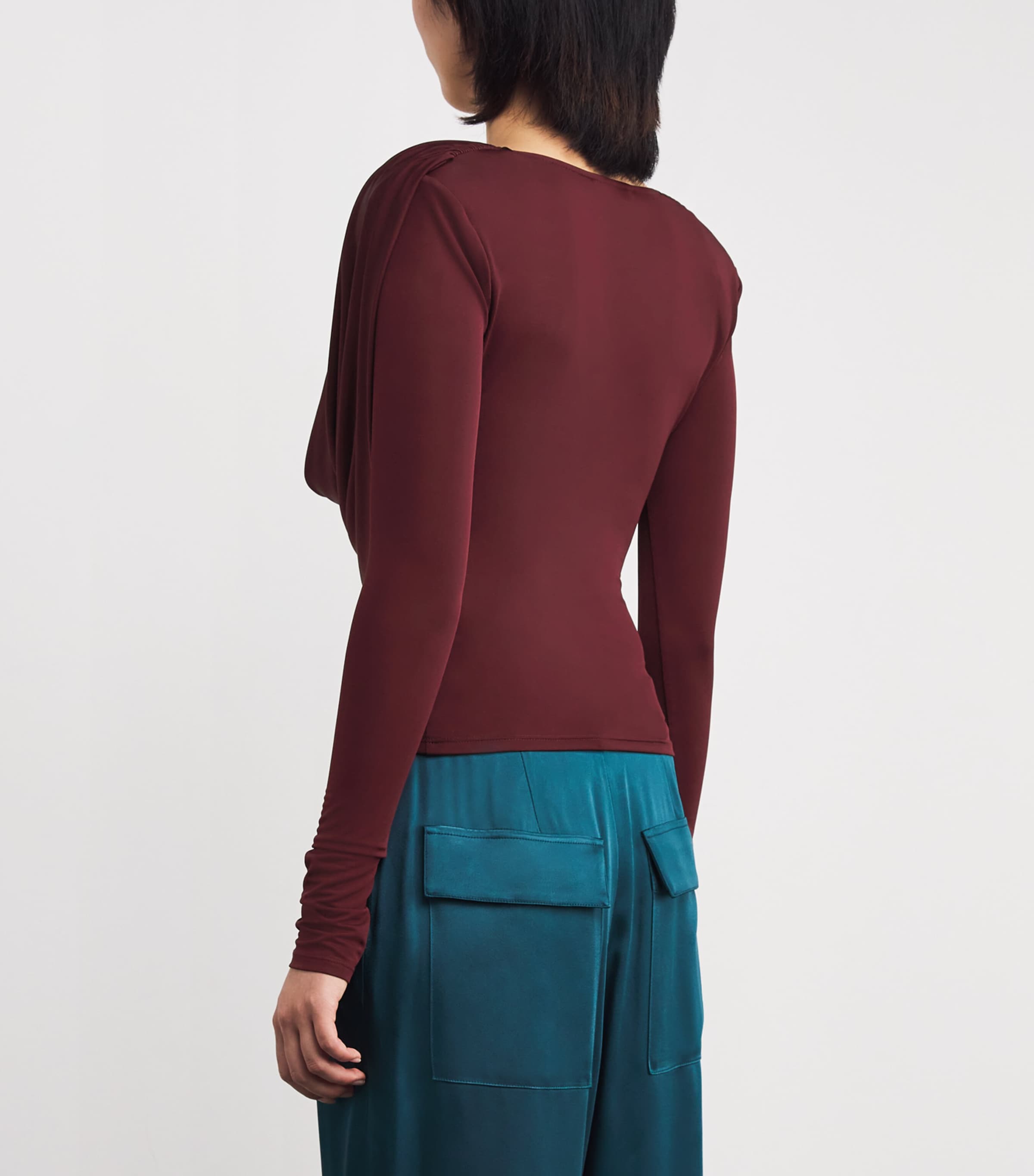 Jersey Cowl Neck Bandeau Top CRIMSON Image 4