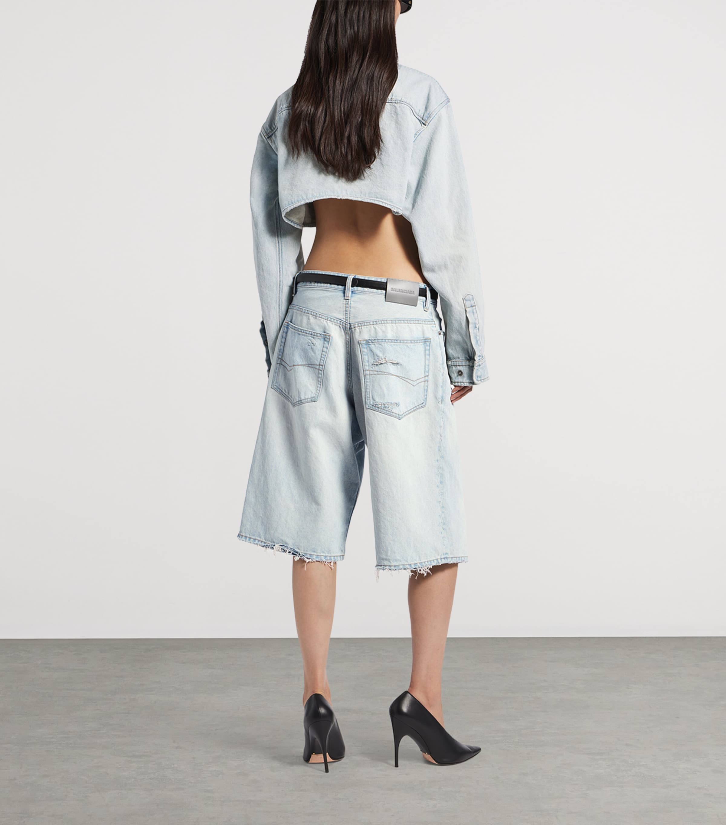 Balenciaga Womens Cropped Denim Shirt Image 3
