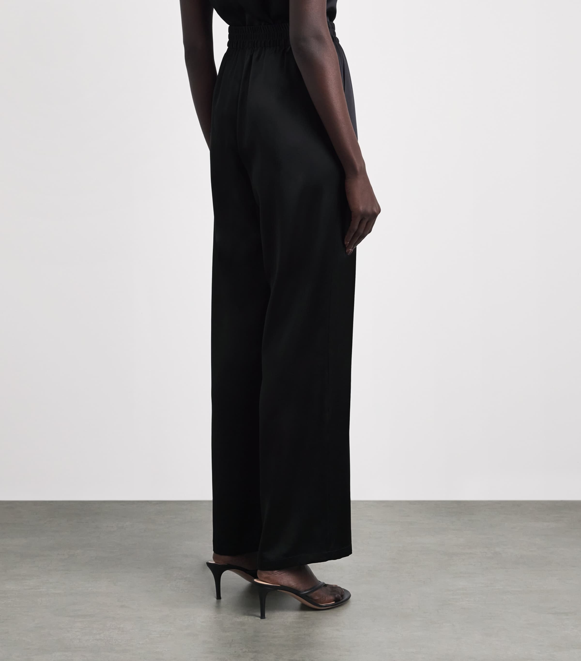 Eleventy Womens Silk Wide-Leg Trousers Nero Image 5