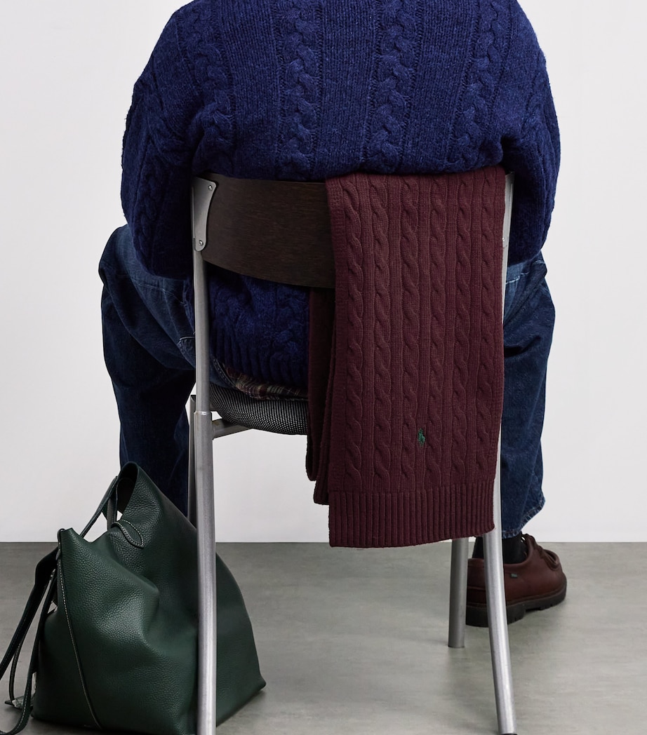 Wool-Blend Cable-Knit Scarf RED Image 3