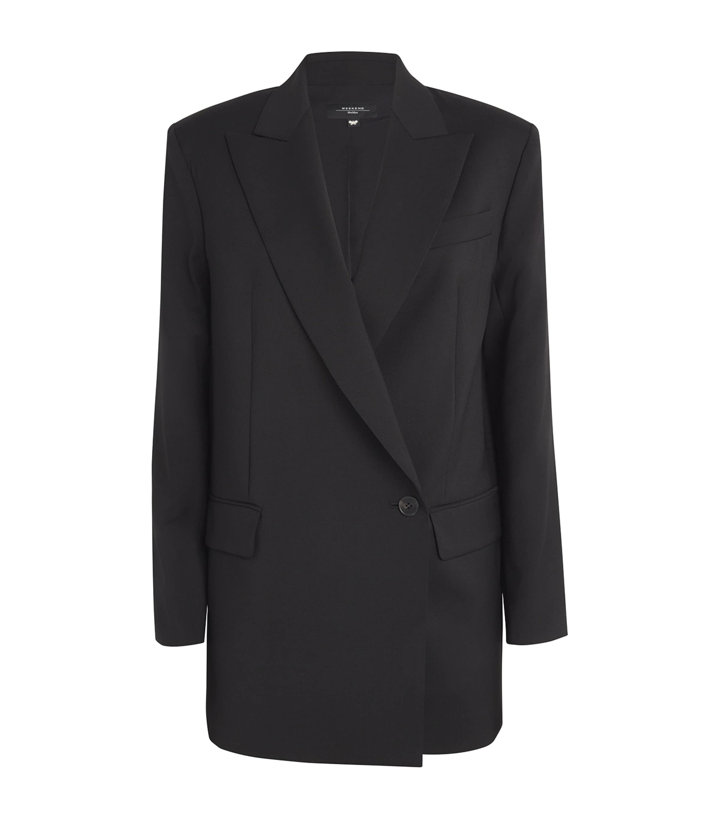 Shop Weekend Max Mara Wool Double-breasted Blazer In Black