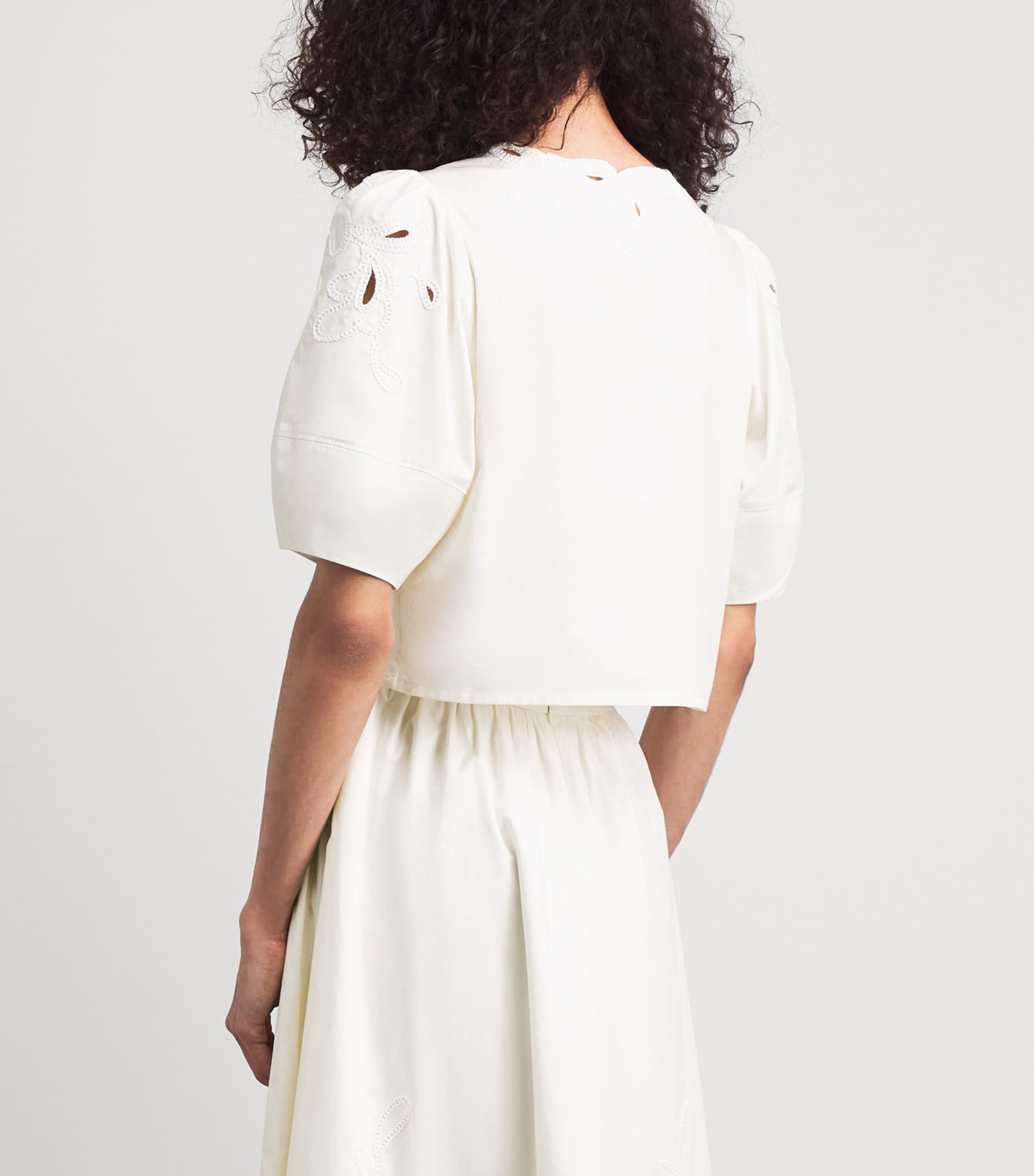Cinq A Sept Womens Cotton Poplin Paisley Bloom Bellara Top Cream/white Image 5