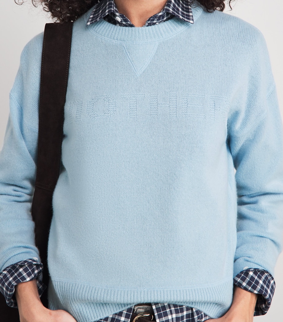 MOTHER Womens Cashmere Logo Sweater Ltb Light Blue Image 3
