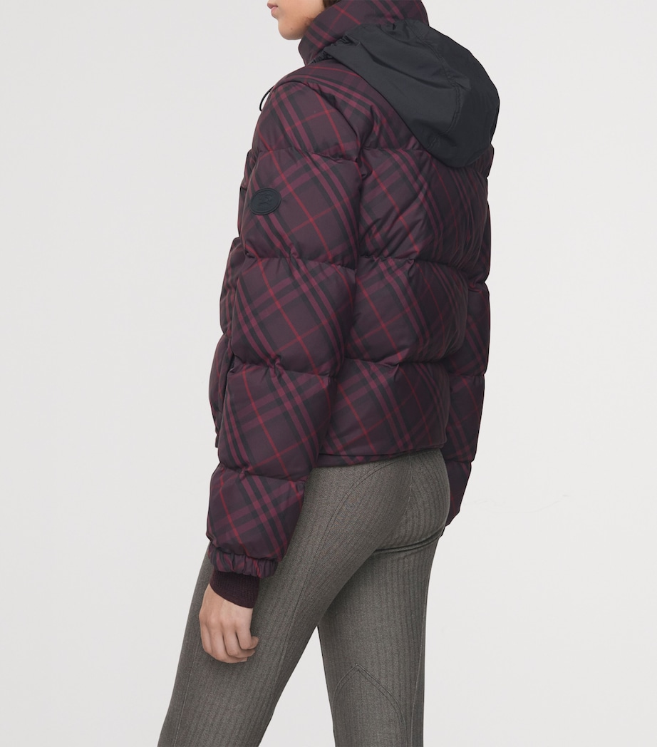 Burberry Womens Check Print Puffer Jacket Wine Ip Check Image 4