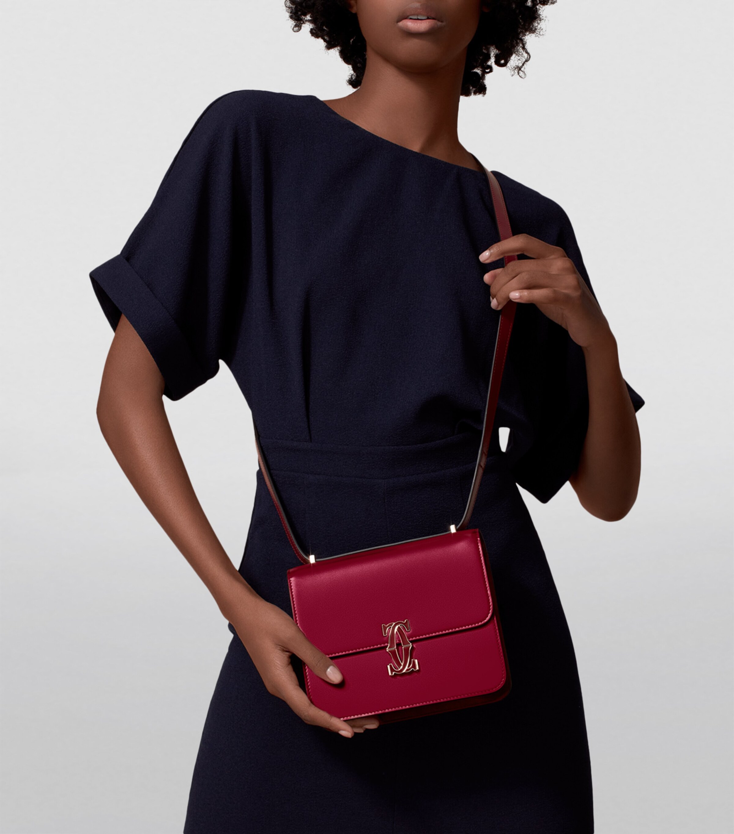 Mini Leather C de Cartier Shoulder Bag CHERRY RED Image 5