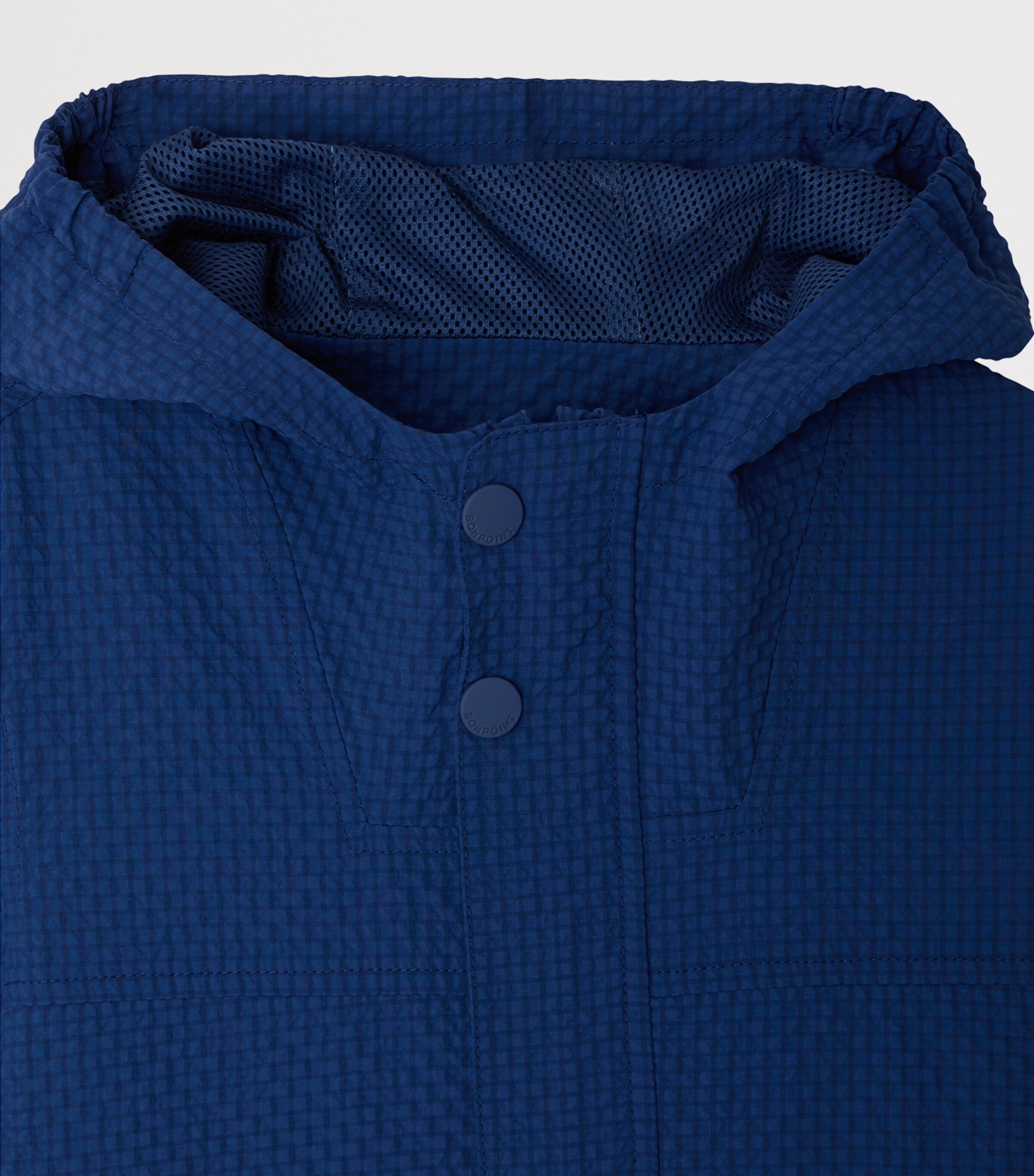 Bonpoint Seersucker Hooded Lenny Jacket (4-8 Years) Bleu Intense Image 3