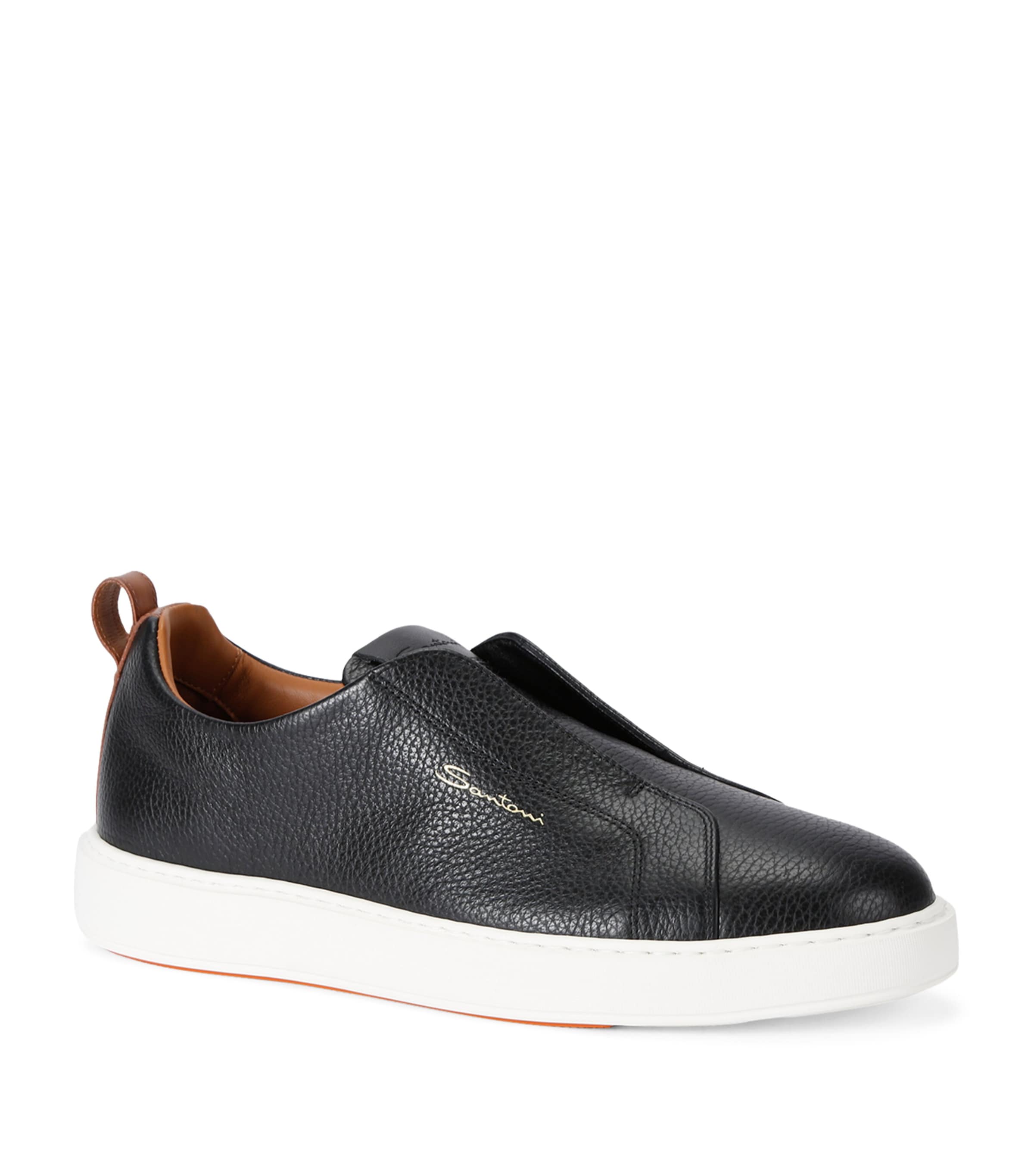 Leather Icon Slip-On Sneakers BLACK Image 3