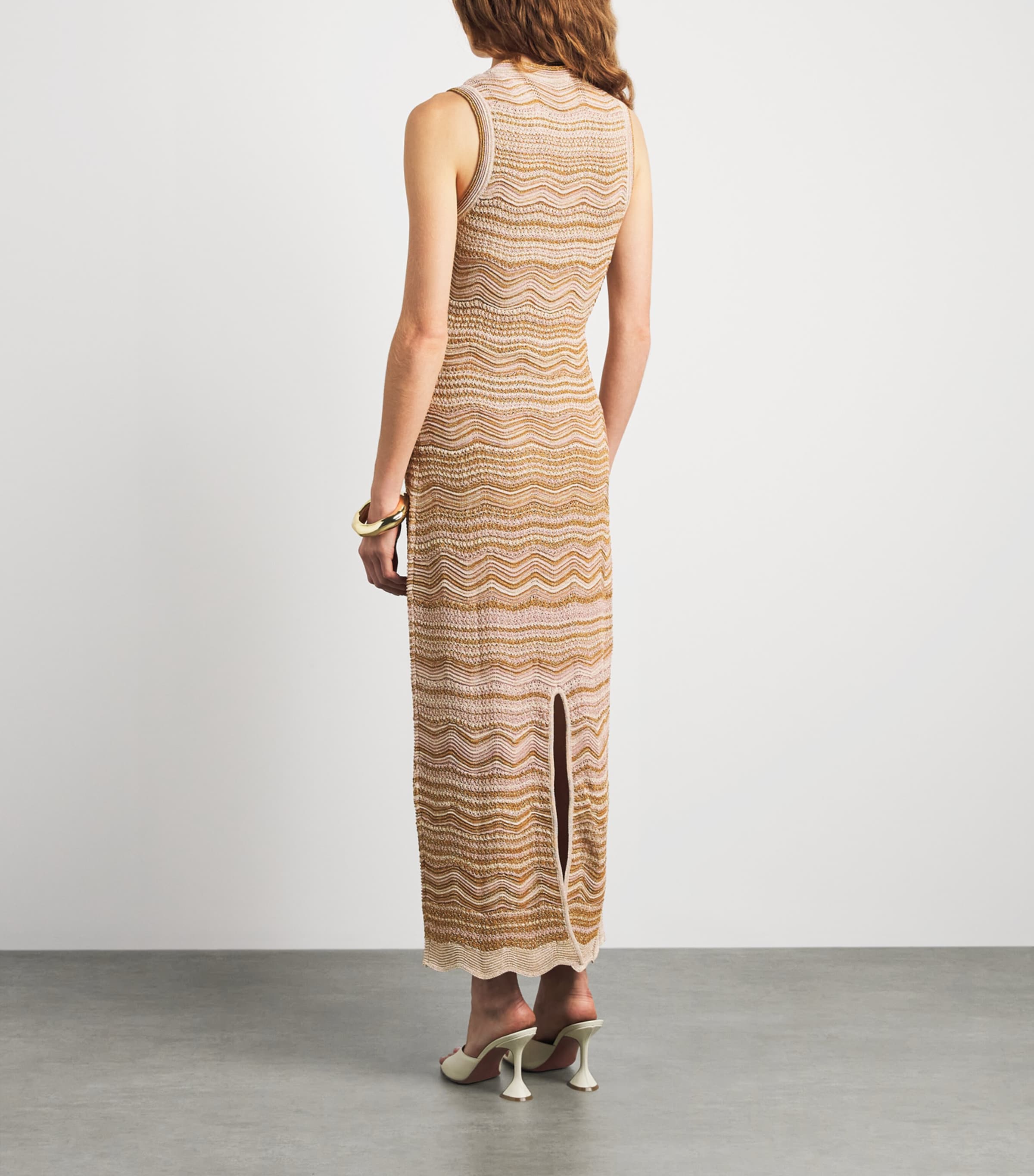 Sandro Paris Womens Knitted Sleeveless Midi Dress Brown Image 4