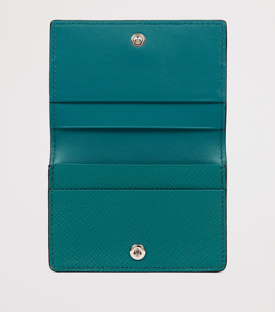 Smythson Panama Leather Card Case Petrol Image 2