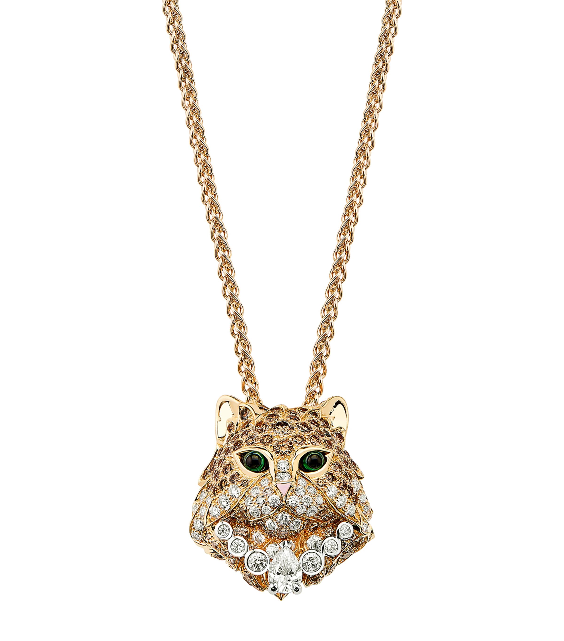 Yellow Gold, White Gold and Diamond Wladimir the Cat Necklace GOLD Image 2