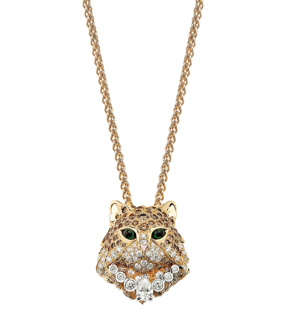 Yellow Gold, White Gold and Diamond Wladimir the Cat Necklace GOLD Image 2