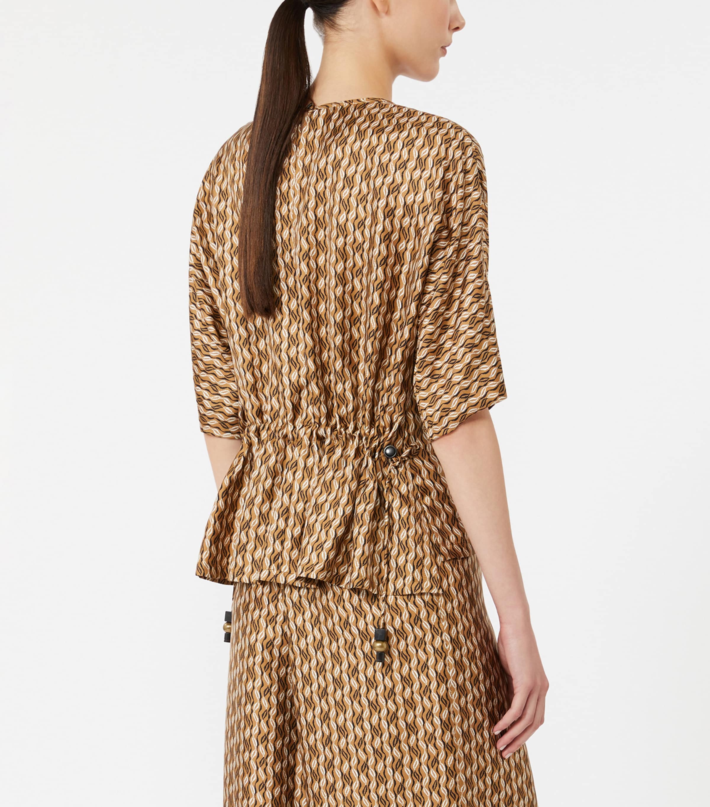 Max Mara Womens Silk Printed Short-Sleeve Blouse Hazelnut Brown Image 4