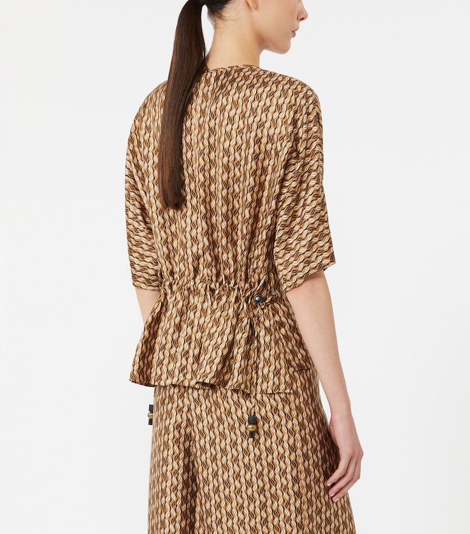 Max Mara Womens Silk Printed Short-Sleeve Blouse Hazelnut Brown Image 4