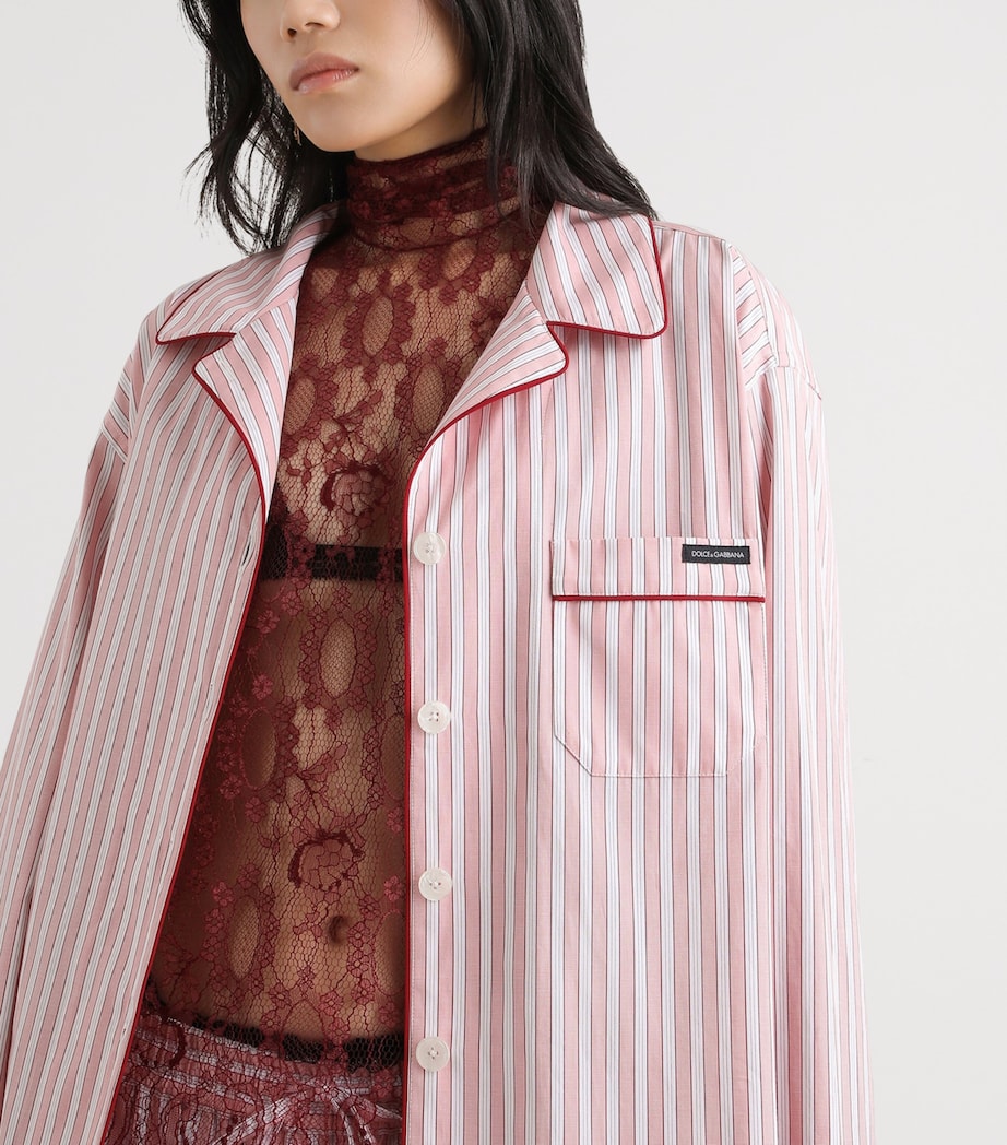Dolce&Gabbana Womens Cotton-Silk Stripe Shirt Stri Image 4