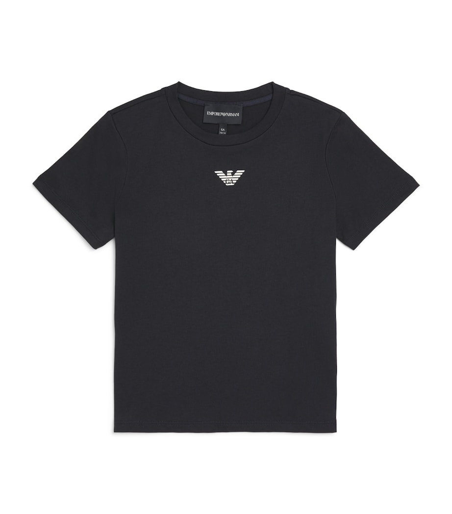Emporio Armani Kids Cotton Logo T-Shirt (4-16 Years) Navy /off W Image 1