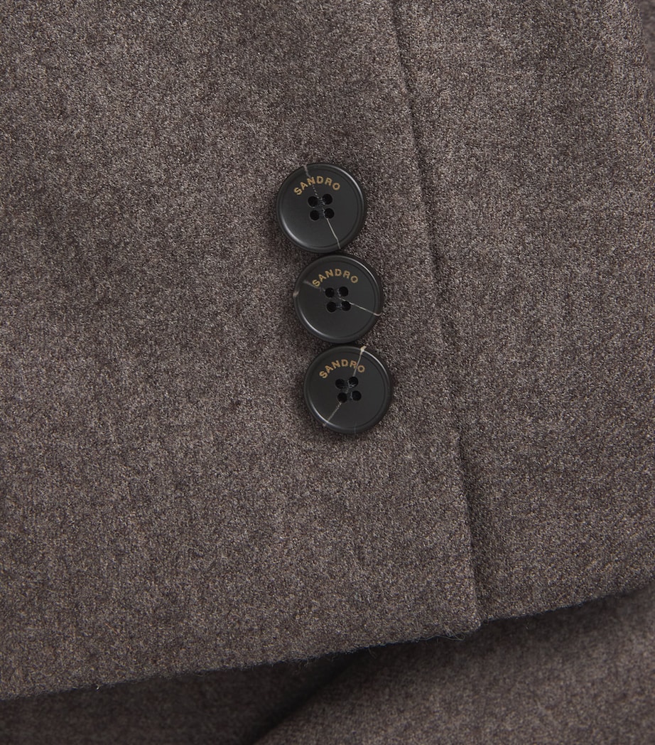 Sandro Paris Womens Wool Single-Breasted Blazer Greige Image 6