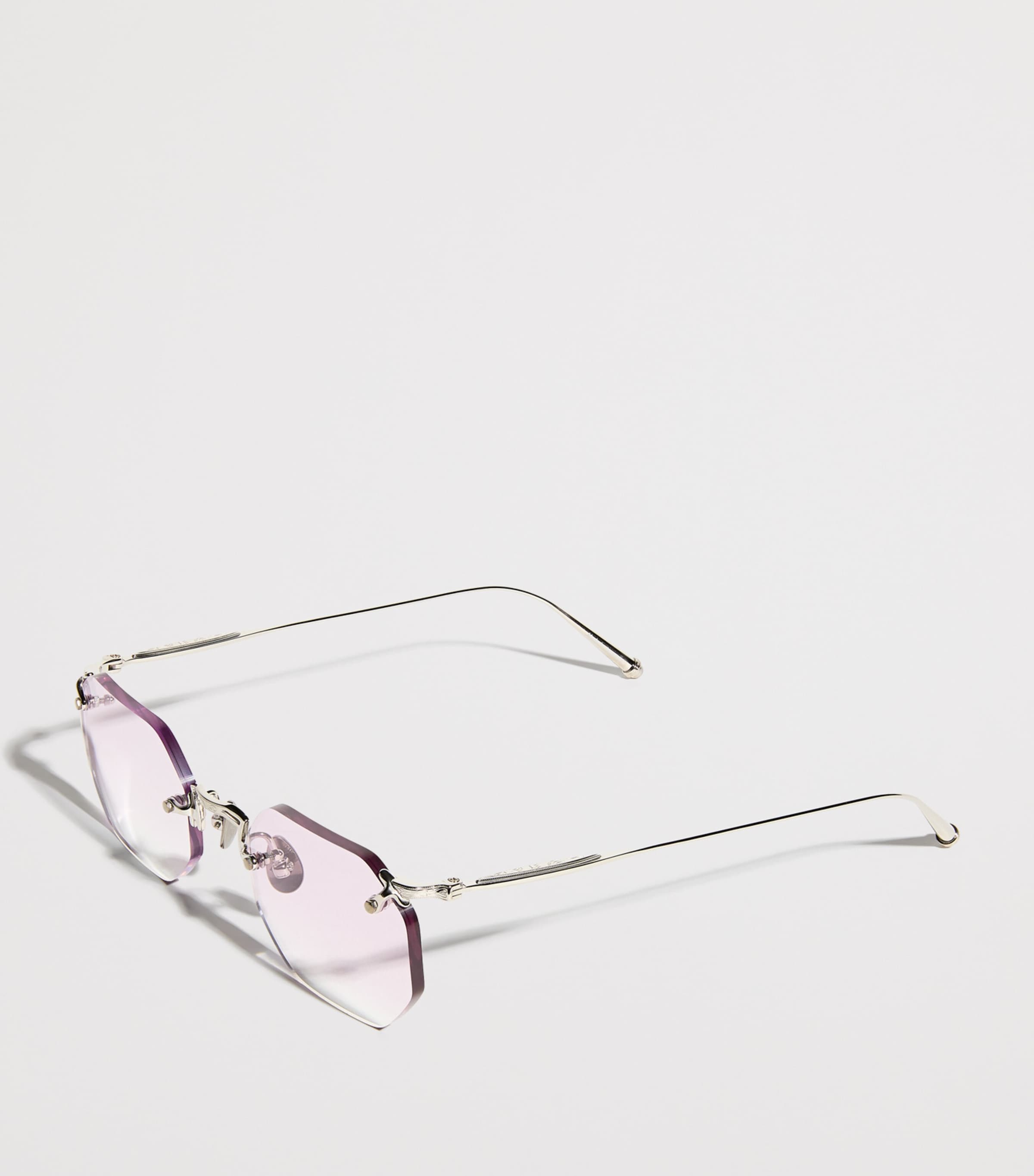 Octagonal Rimless Sunglasses M3104-B WHITE Image 2