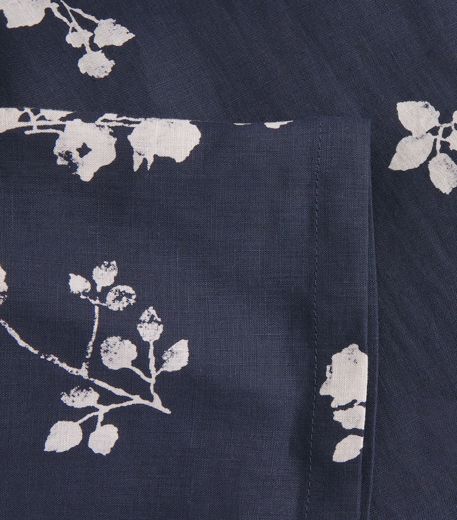 Eskandar Womens Linen Floral Boat-Neck Blouse Navy Image 6