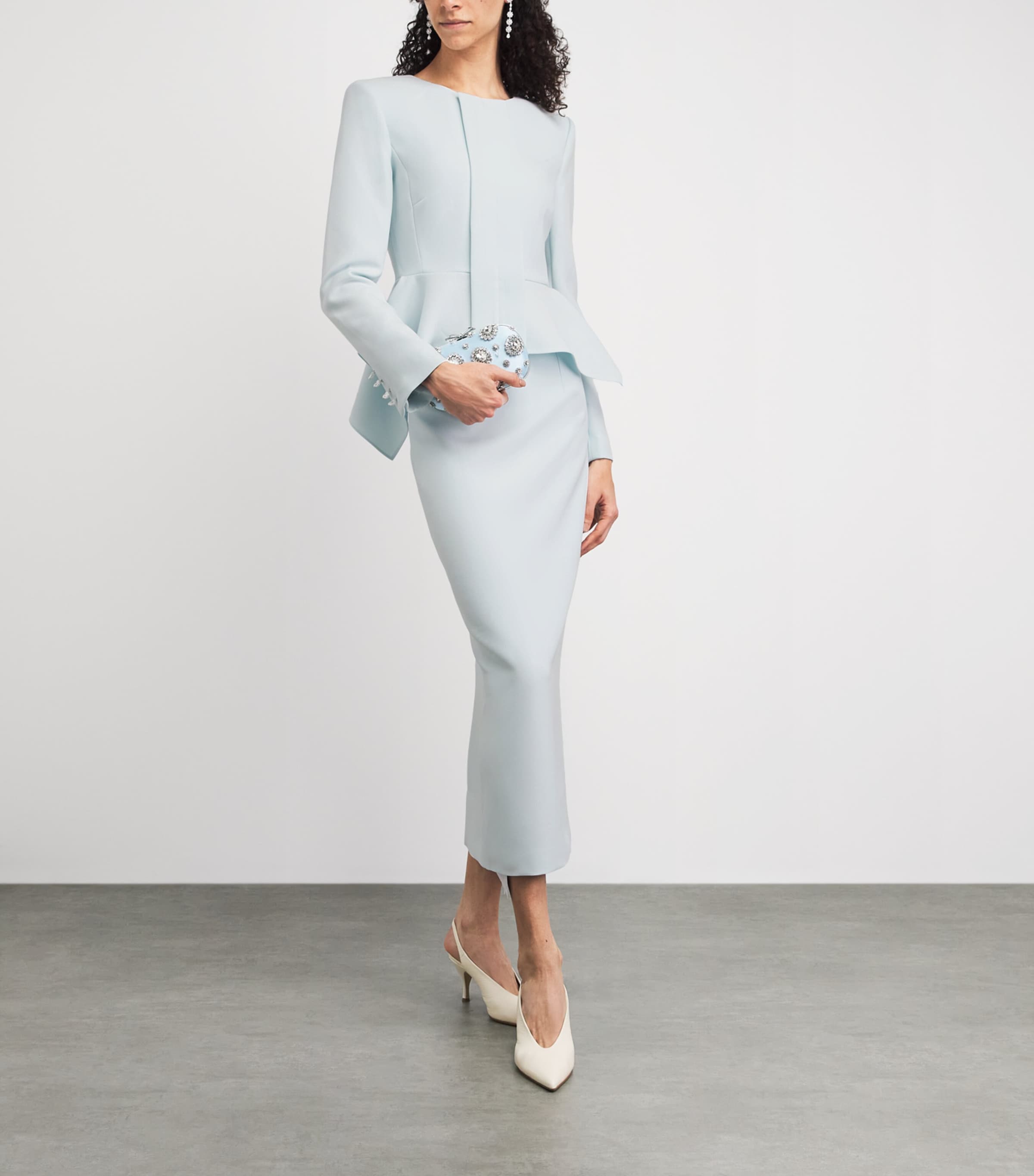 Roland Mouret Womens Crepe Peplum Jacket Aqua Blue Image 2