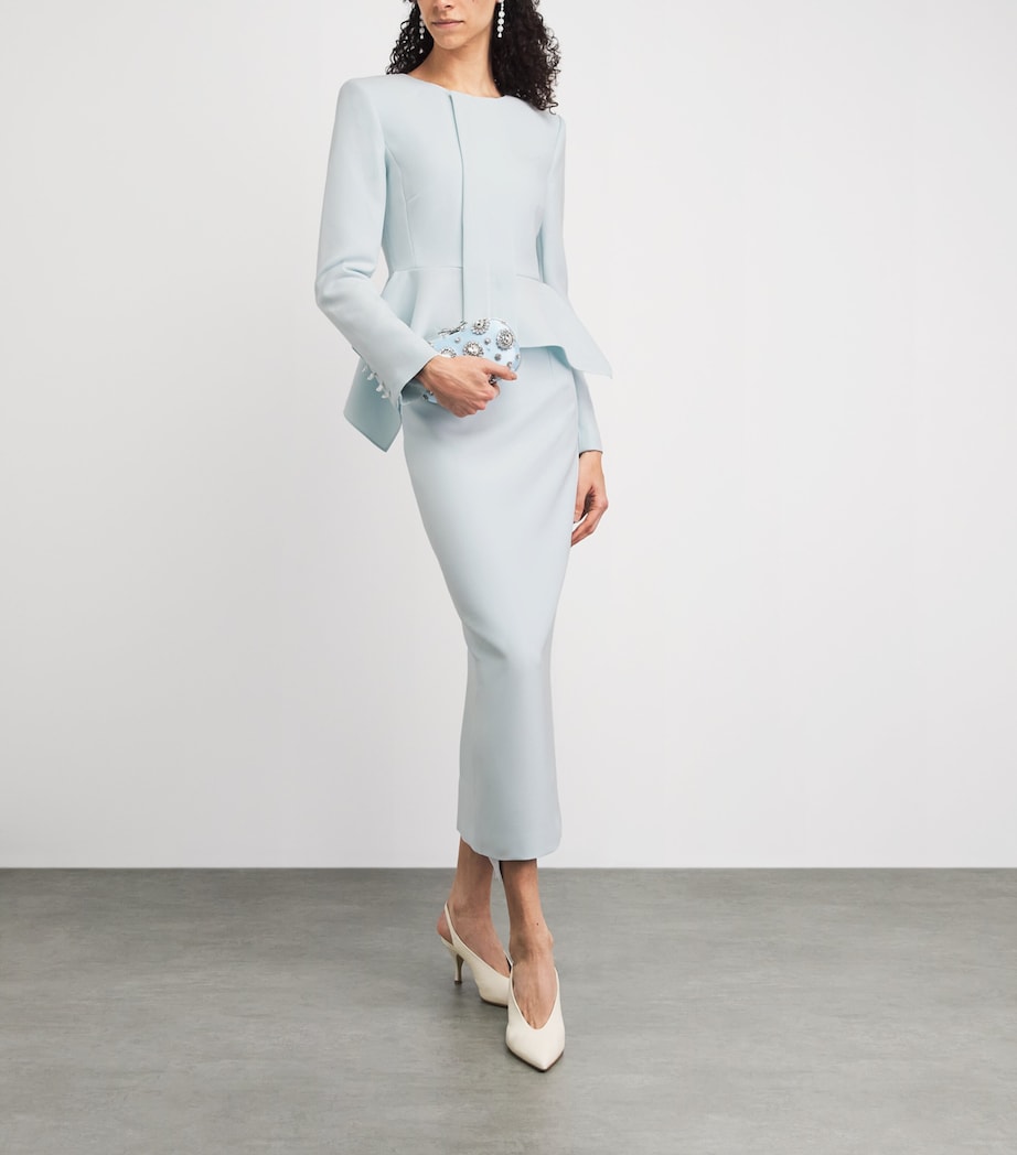 Roland Mouret Womens Crepe Peplum Jacket Aqua Blue Image 2